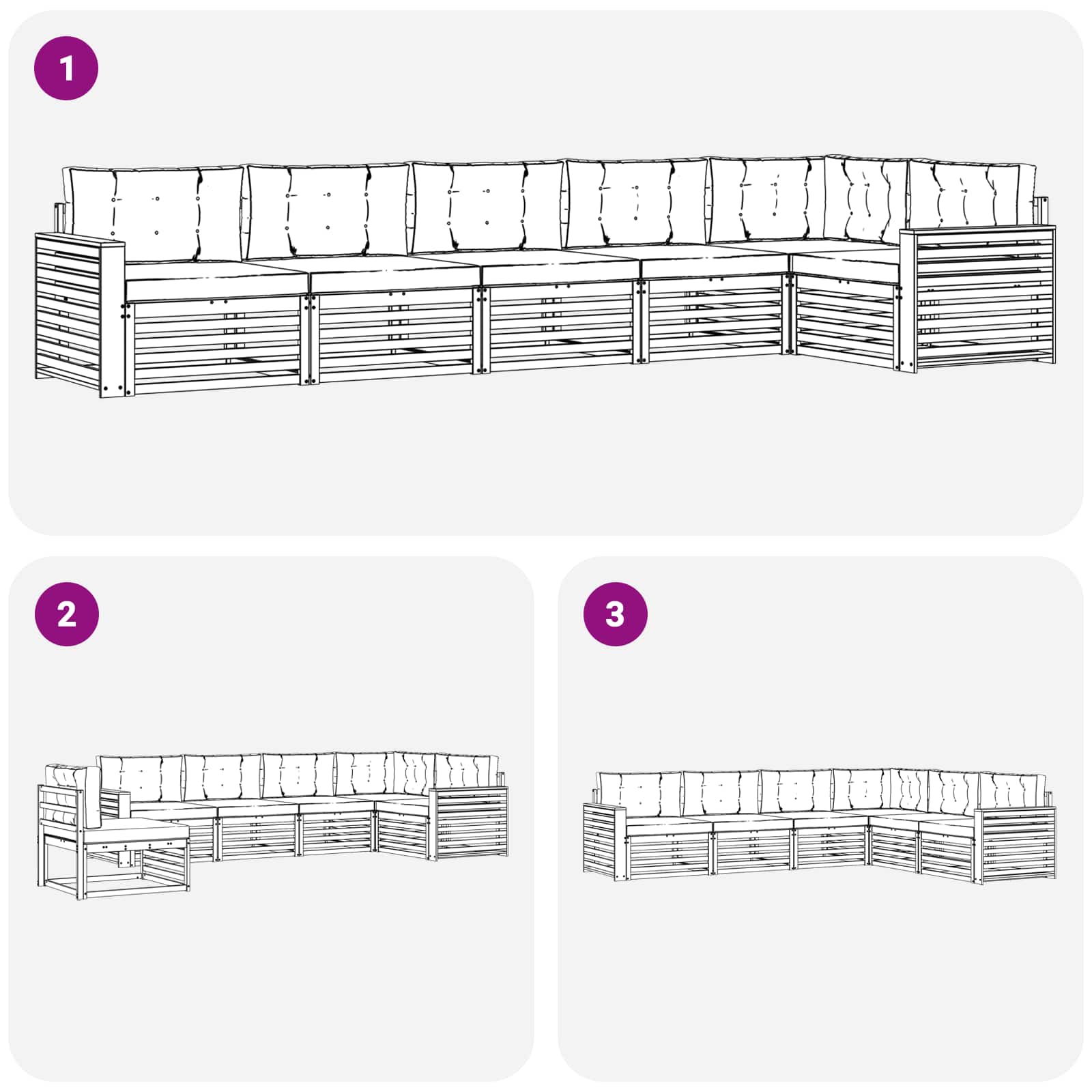 Outdoor-Sofagarnitur mit Kissen 6 pcs Natur und Beige