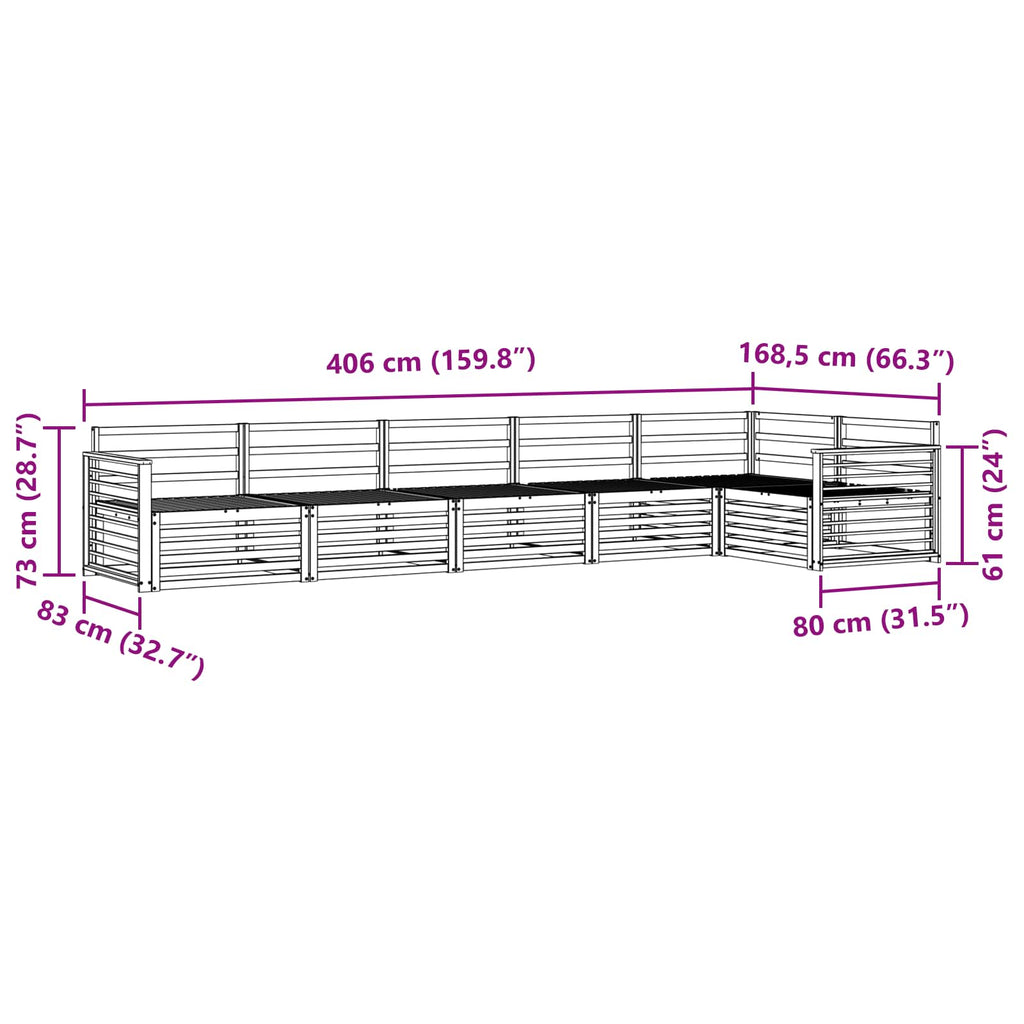Outdoor-Sofagarnitur 6 pcs Natur Massivholz Akazie