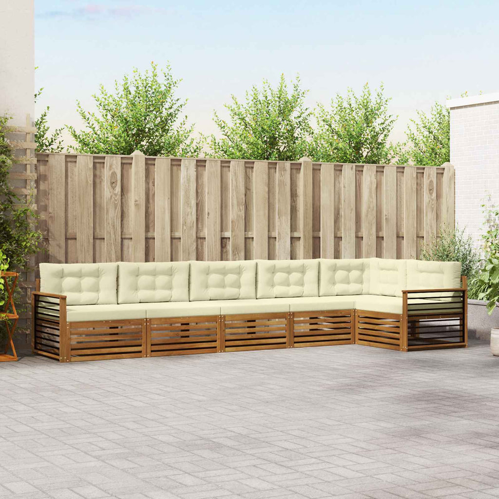 Outdoor-Sofagarnitur mit Kissen 6 pcs Natur und Creme