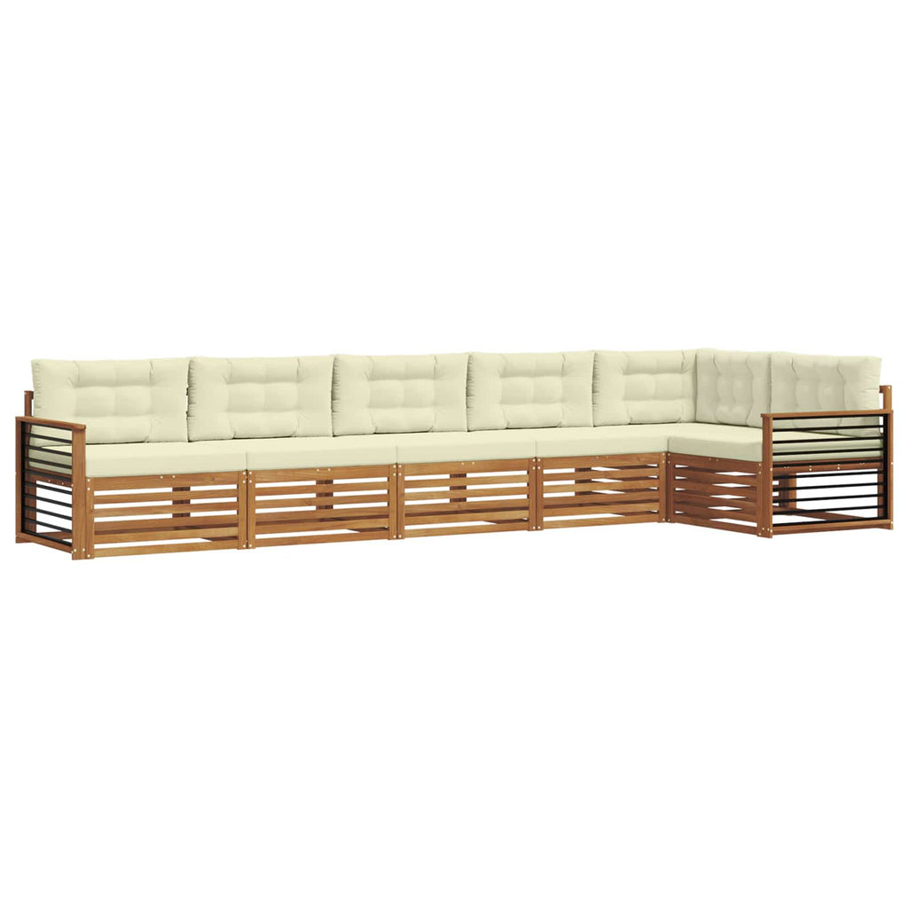 Outdoor-Sofagarnitur mit Kissen 6 pcs Natur und Creme
