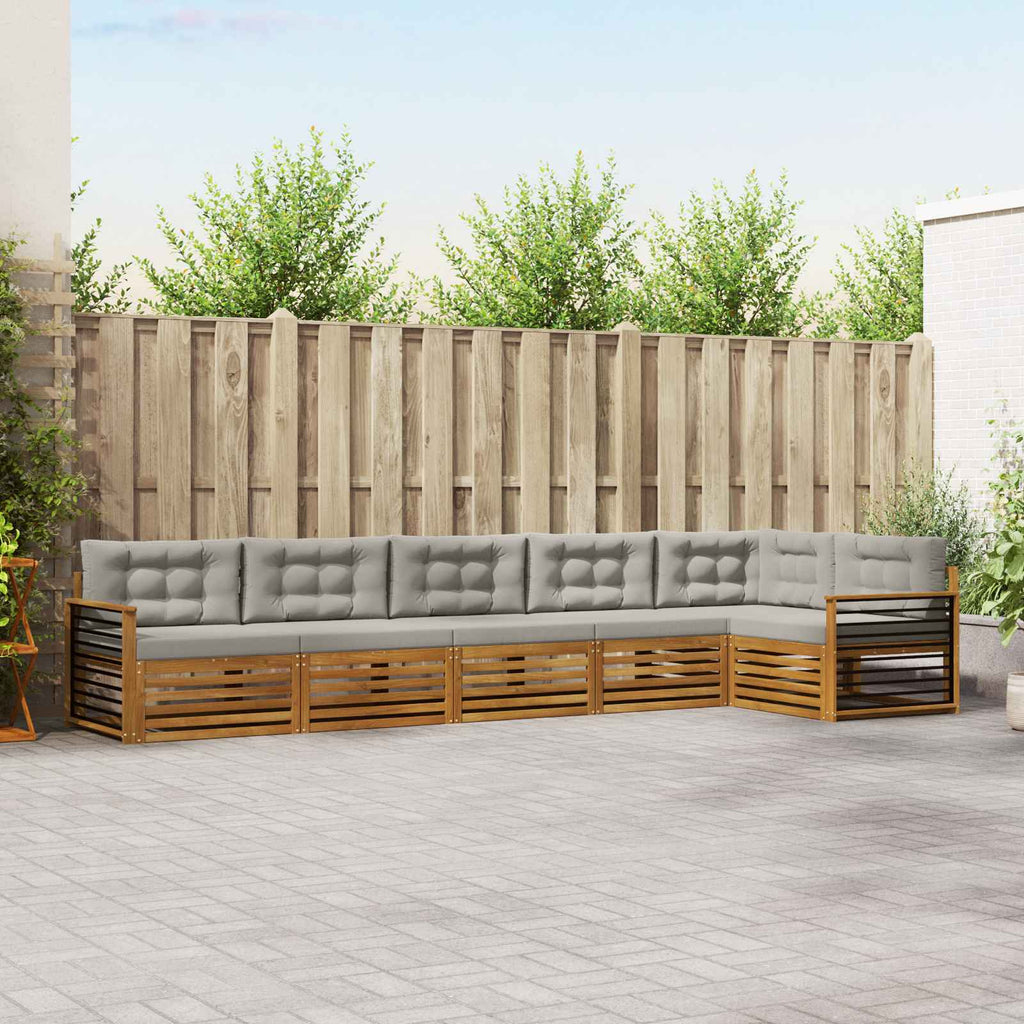 Outdoor-Sofagarnitur mit Kissen 6 pcs Natürlich und Hellgrau