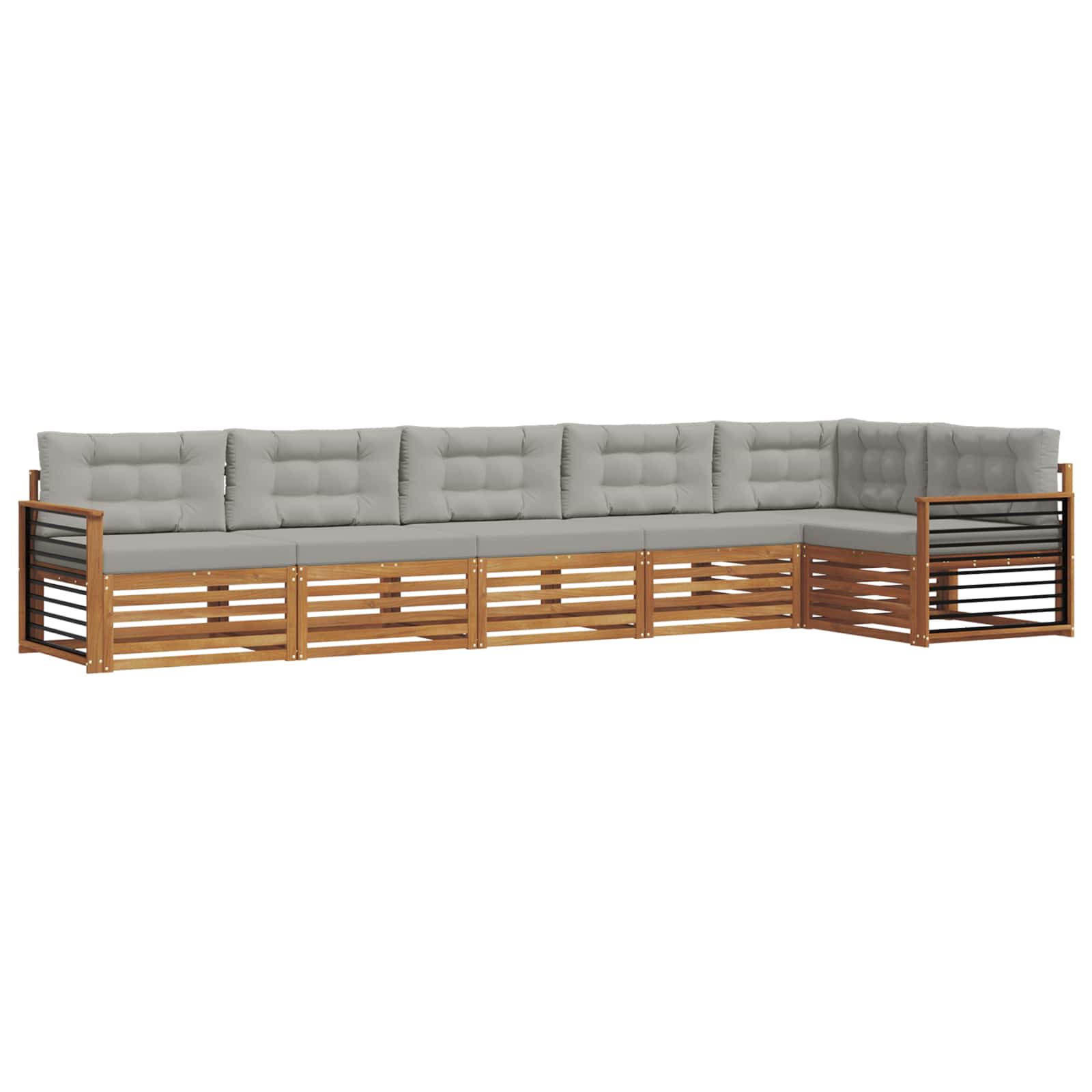 Outdoor-Sofagarnitur mit Kissen 6 pcs Natürlich und Hellgrau