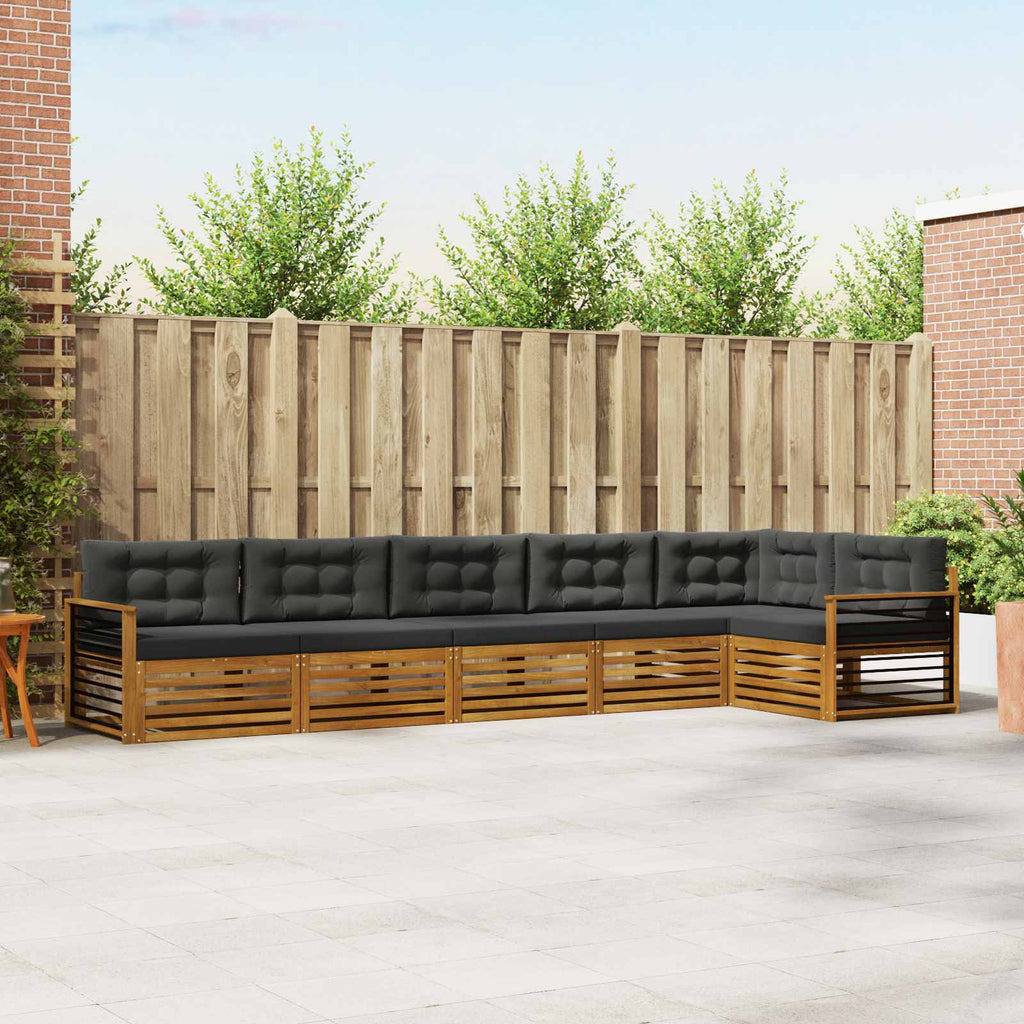 Outdoor-Sofagarnitur mit Kissen 6 pcs Natur und Anthrazit