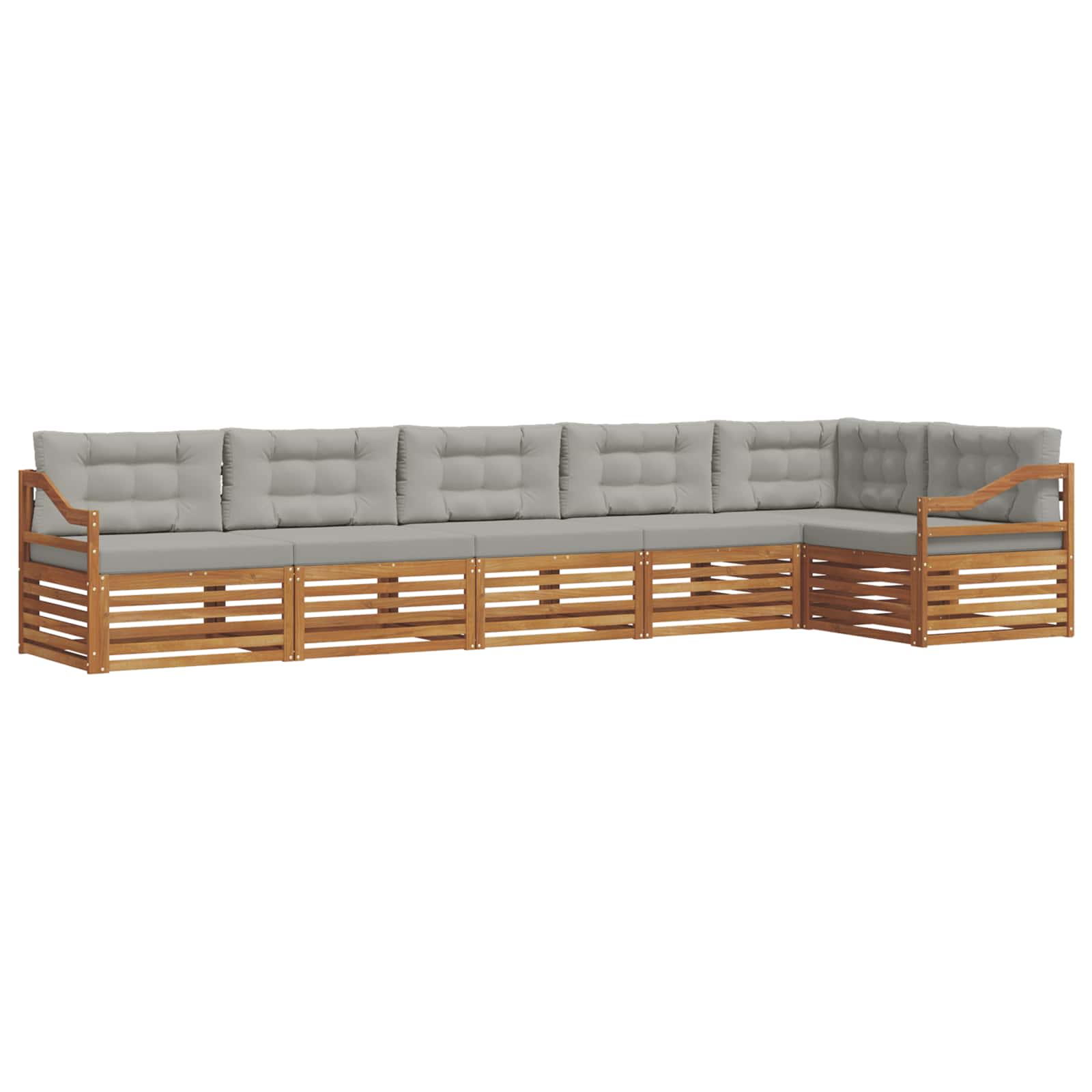 Outdoor-Sofagarnitur mit Kissen 6 pcs Natürlich und Hellgrau
