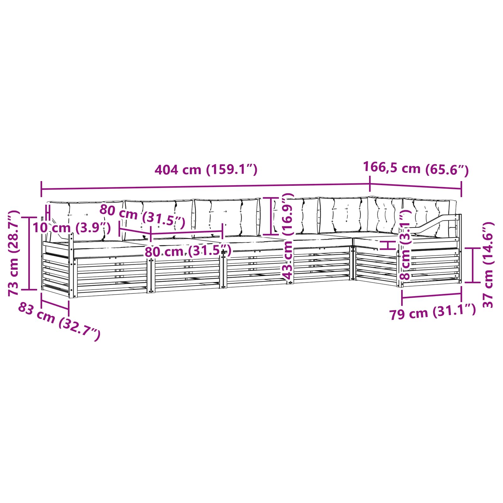 Outdoor-Sofagarnitur mit Kissen 6 pcs Natürlich und Hellgrau