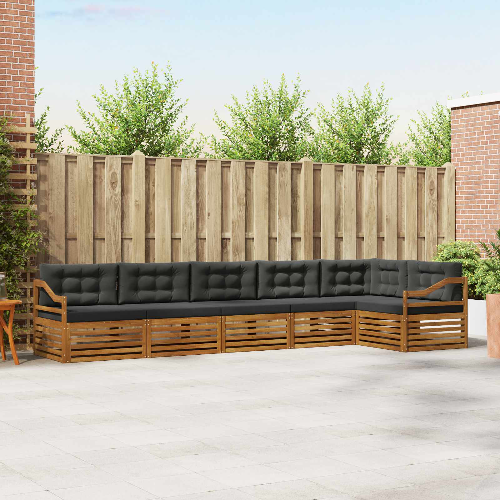 Outdoor-Sofagarnitur mit Kissen 6 pcs Natur und Anthrazit