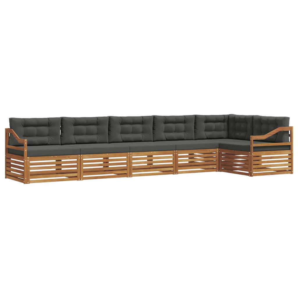 Outdoor-Sofagarnitur mit Kissen 6 pcs Natur und Anthrazit