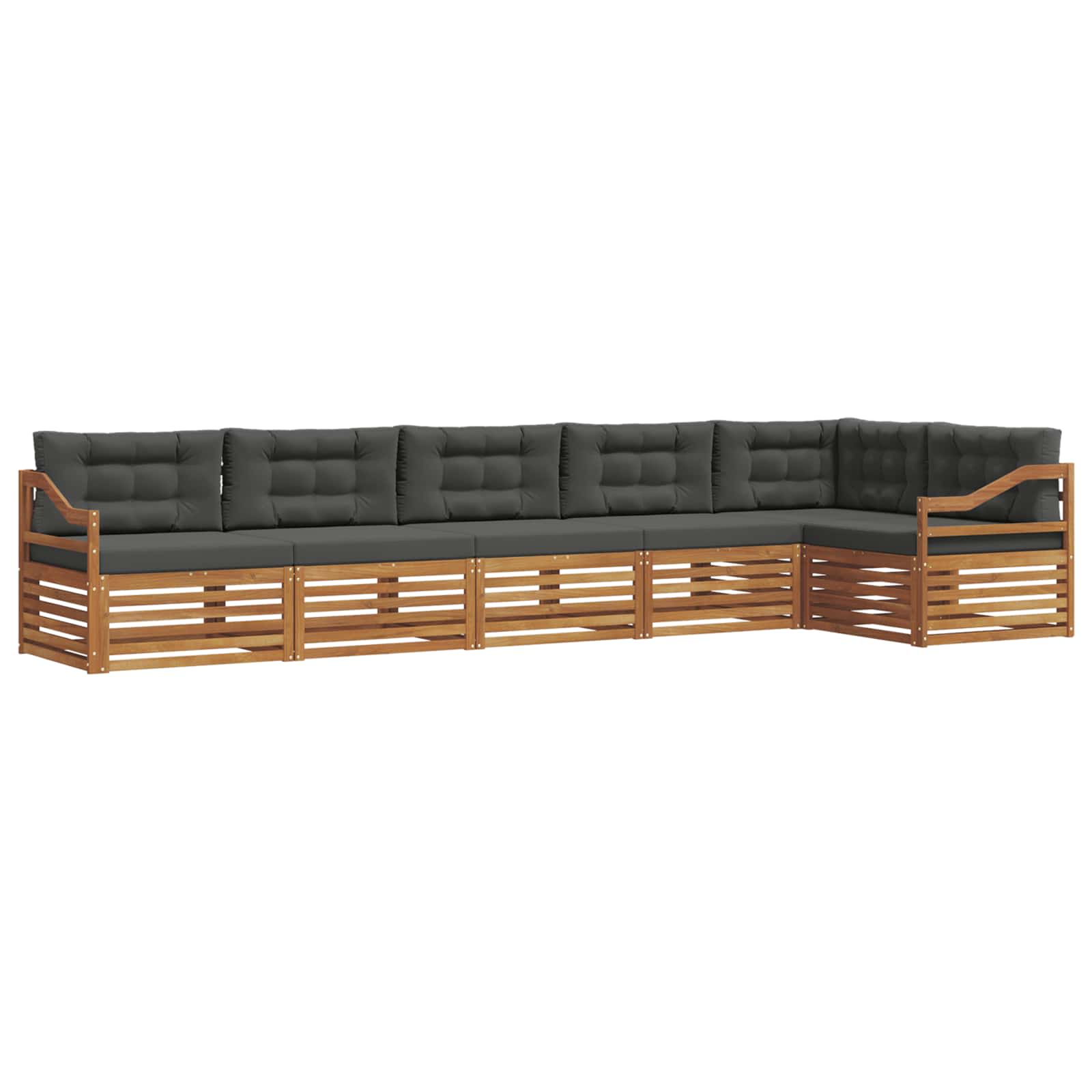 Outdoor-Sofagarnitur mit Kissen 6 pcs Natur und Anthrazit