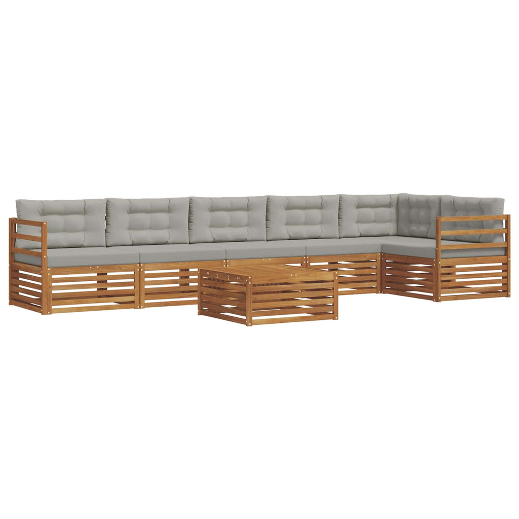 Outdoor-Sofagarnitur mit Kissen 7 pcs Natürlich und Hellgrau