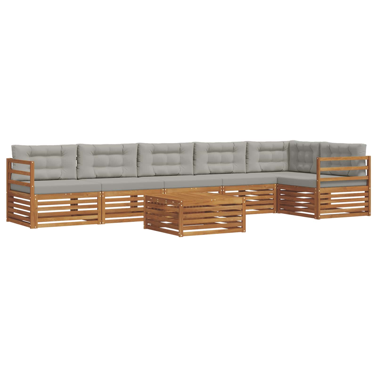 Outdoor-Sofagarnitur mit Kissen 7 pcs Natürlich und Hellgrau