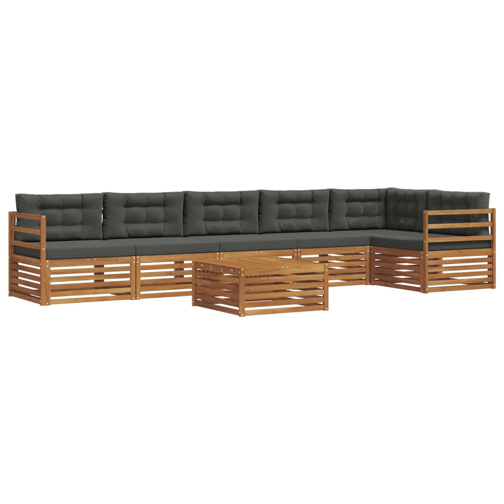 Outdoor-Sofagarnitur mit Kissen 7 pcs Natur und Anthrazit