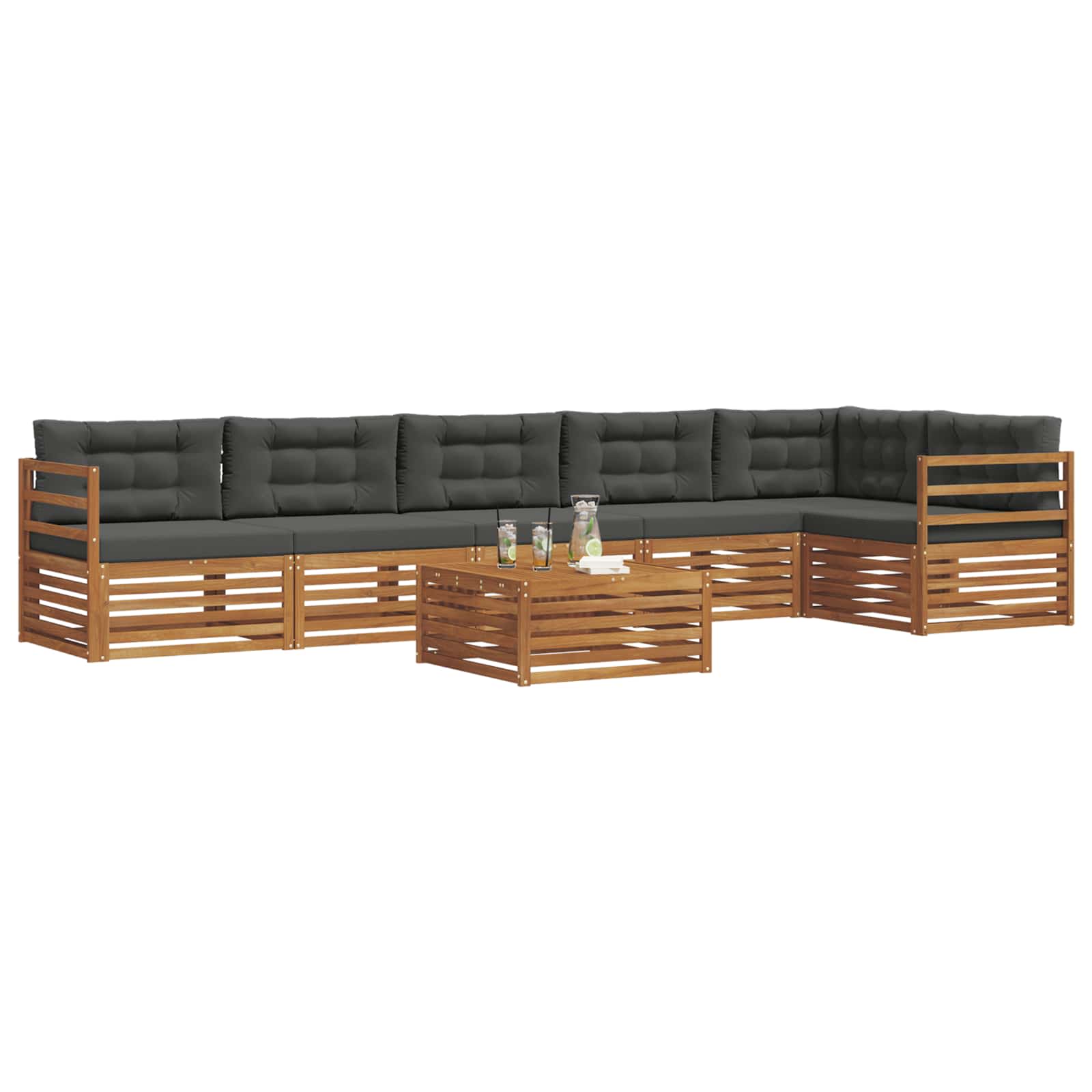 Outdoor-Sofagarnitur mit Kissen 7 pcs Natur und Anthrazit