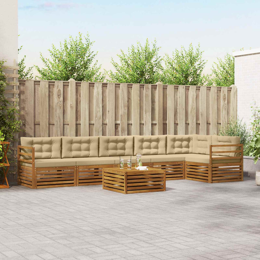 Outdoor-Sofagarnitur mit Kissen 7 pcs Natur und Beige