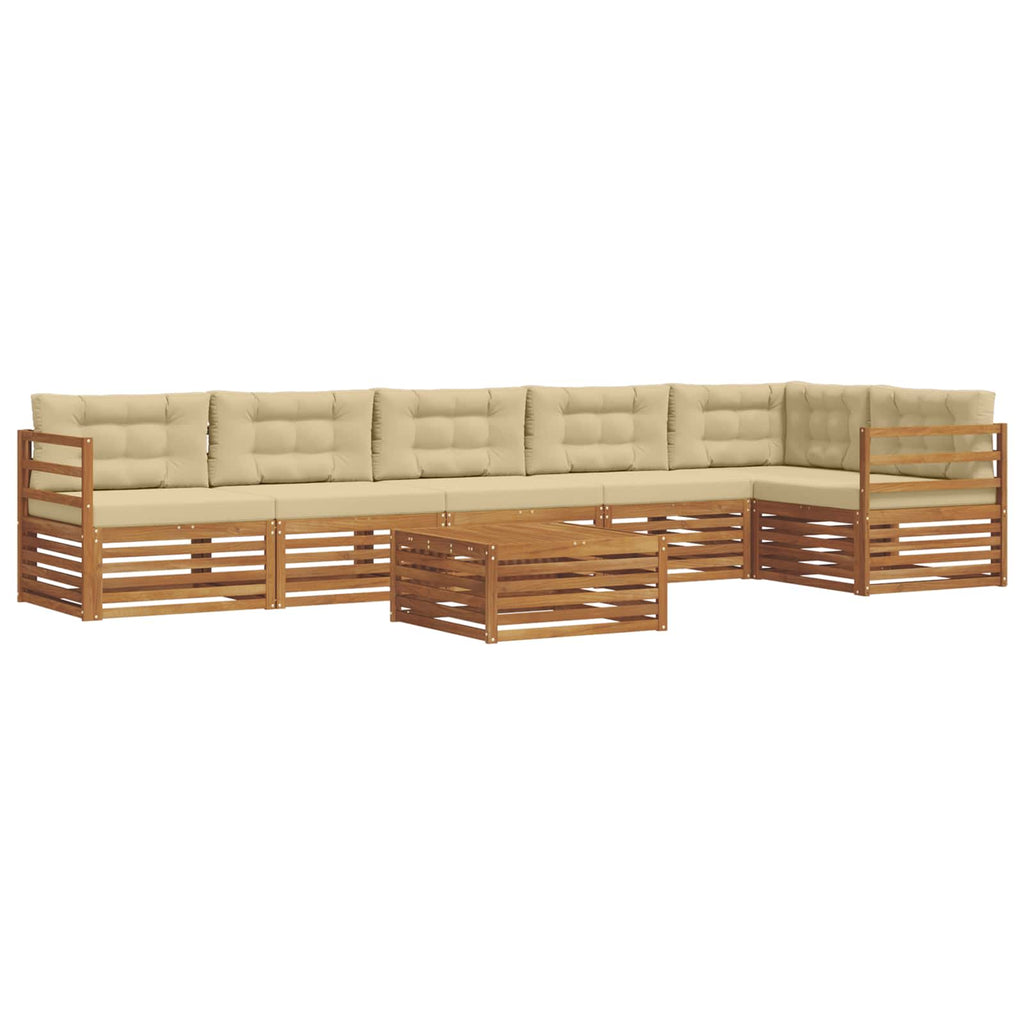 Outdoor-Sofagarnitur mit Kissen 7 pcs Natur und Beige