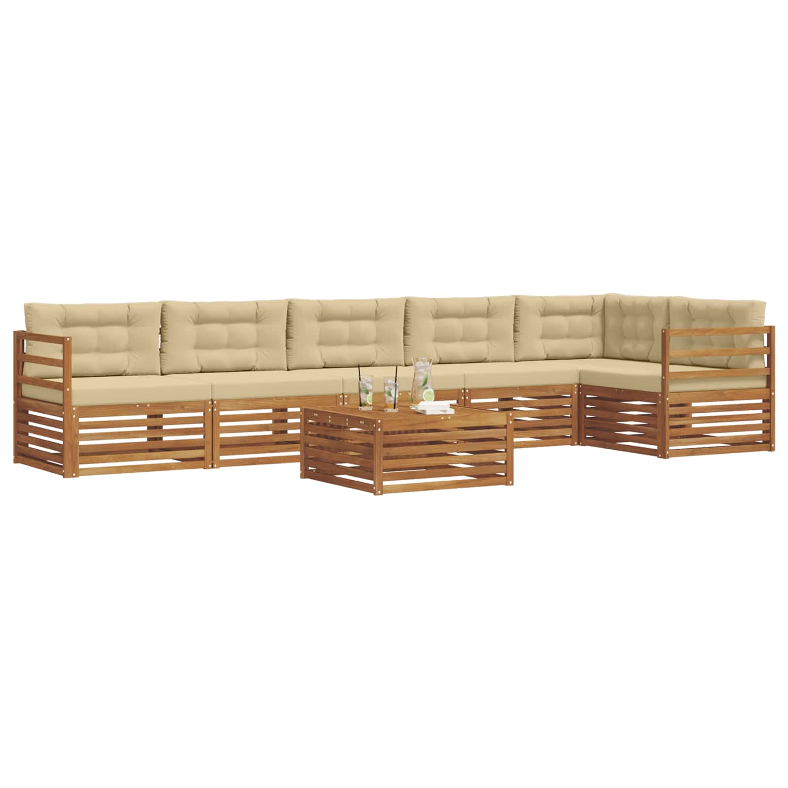 Outdoor-Sofagarnitur mit Kissen 7 pcs Natur und Beige