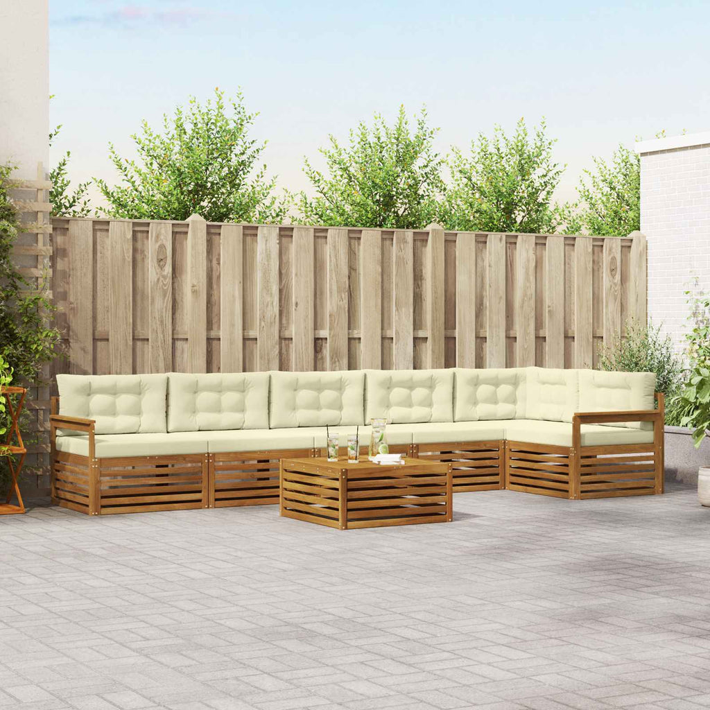 Outdoor-Sofagarnitur mit Kissen 7 pcs Natur und Creme