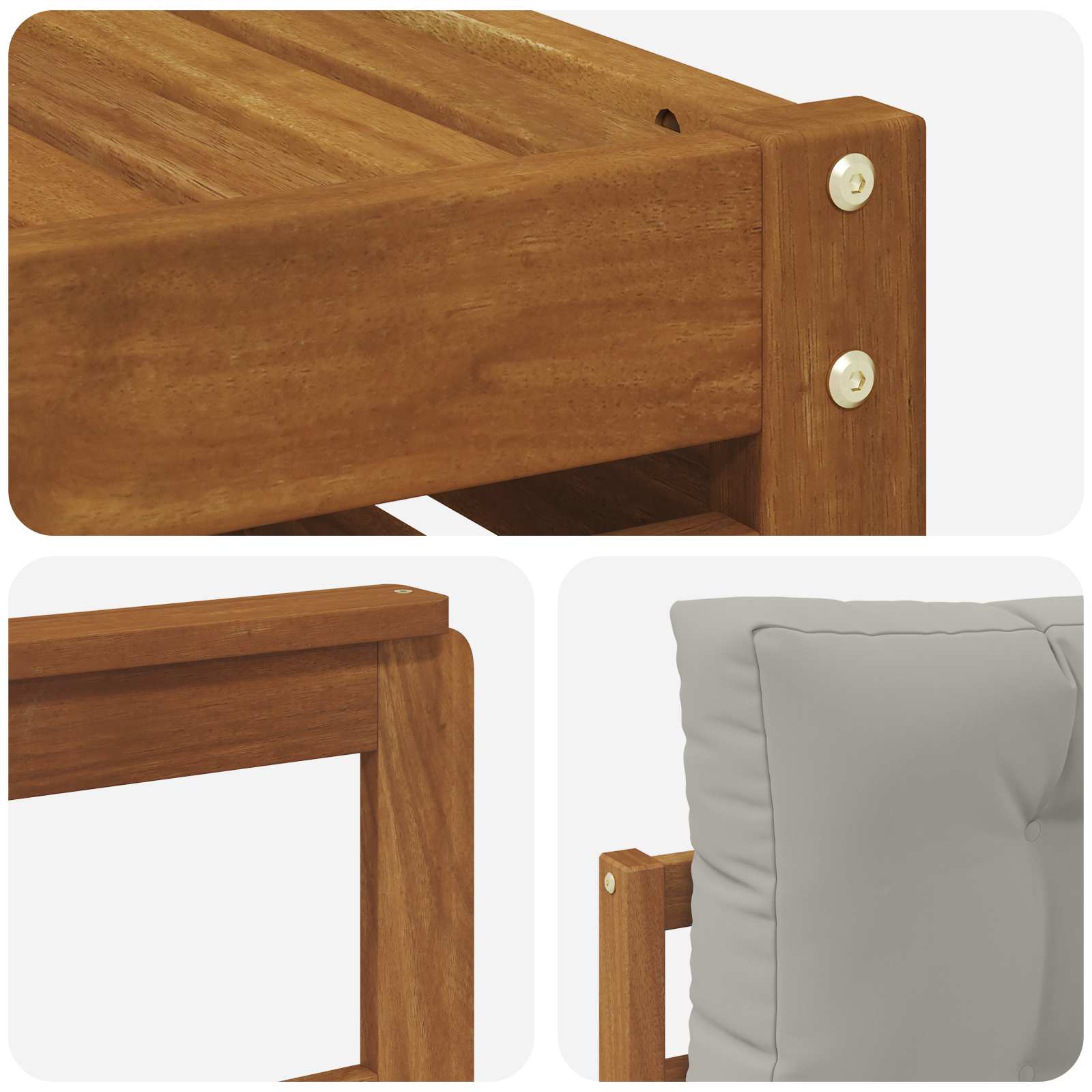 Outdoor-Sofagarnitur mit Kissen 7 pcs Natürlich und Hellgrau