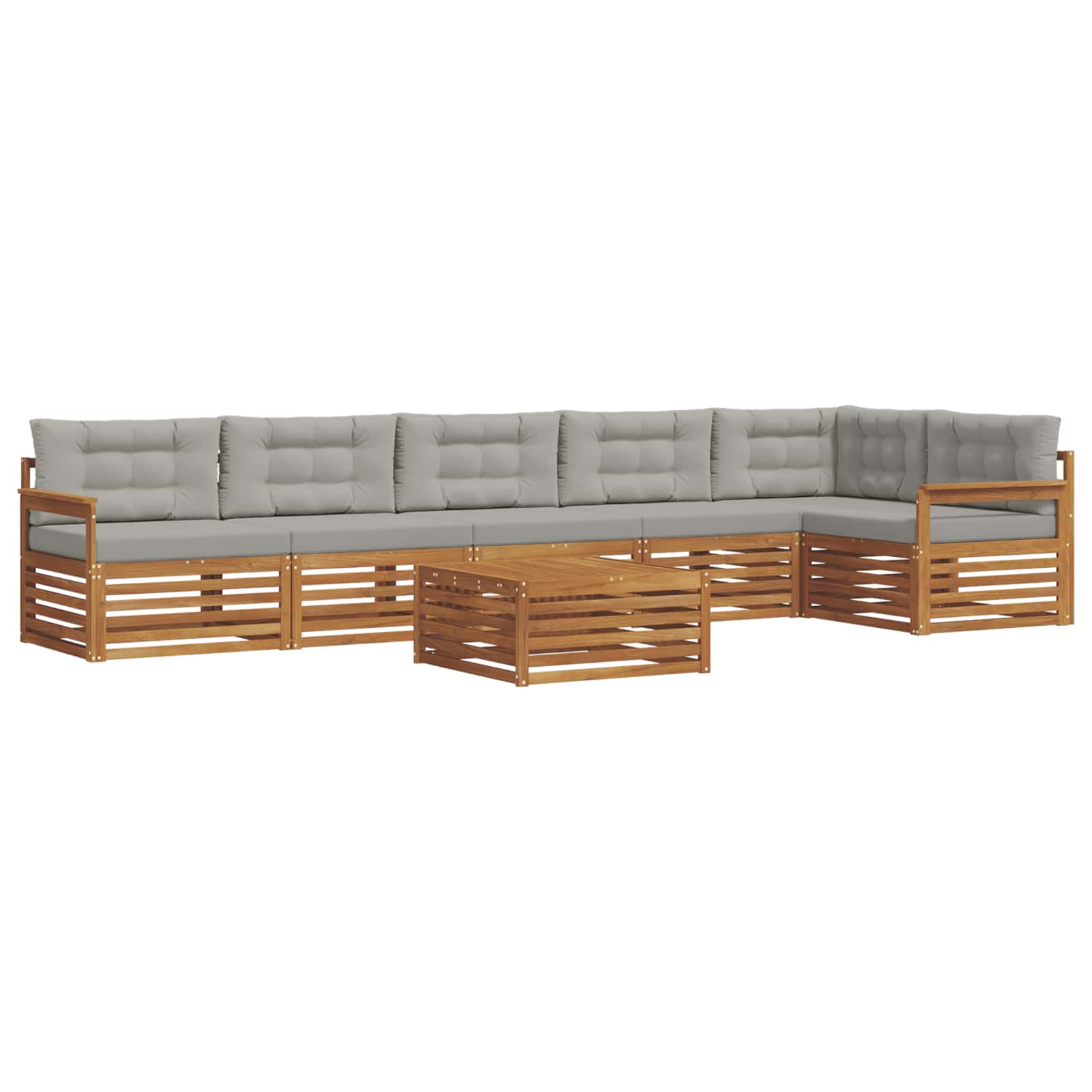 Outdoor-Sofagarnitur mit Kissen 7 pcs Natürlich und Hellgrau