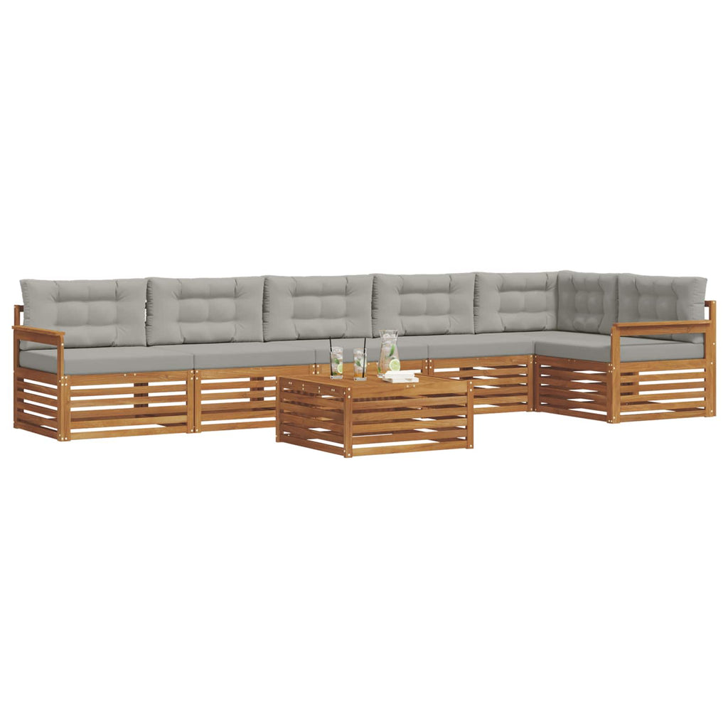 Outdoor-Sofagarnitur mit Kissen 7 pcs Natürlich und Hellgrau