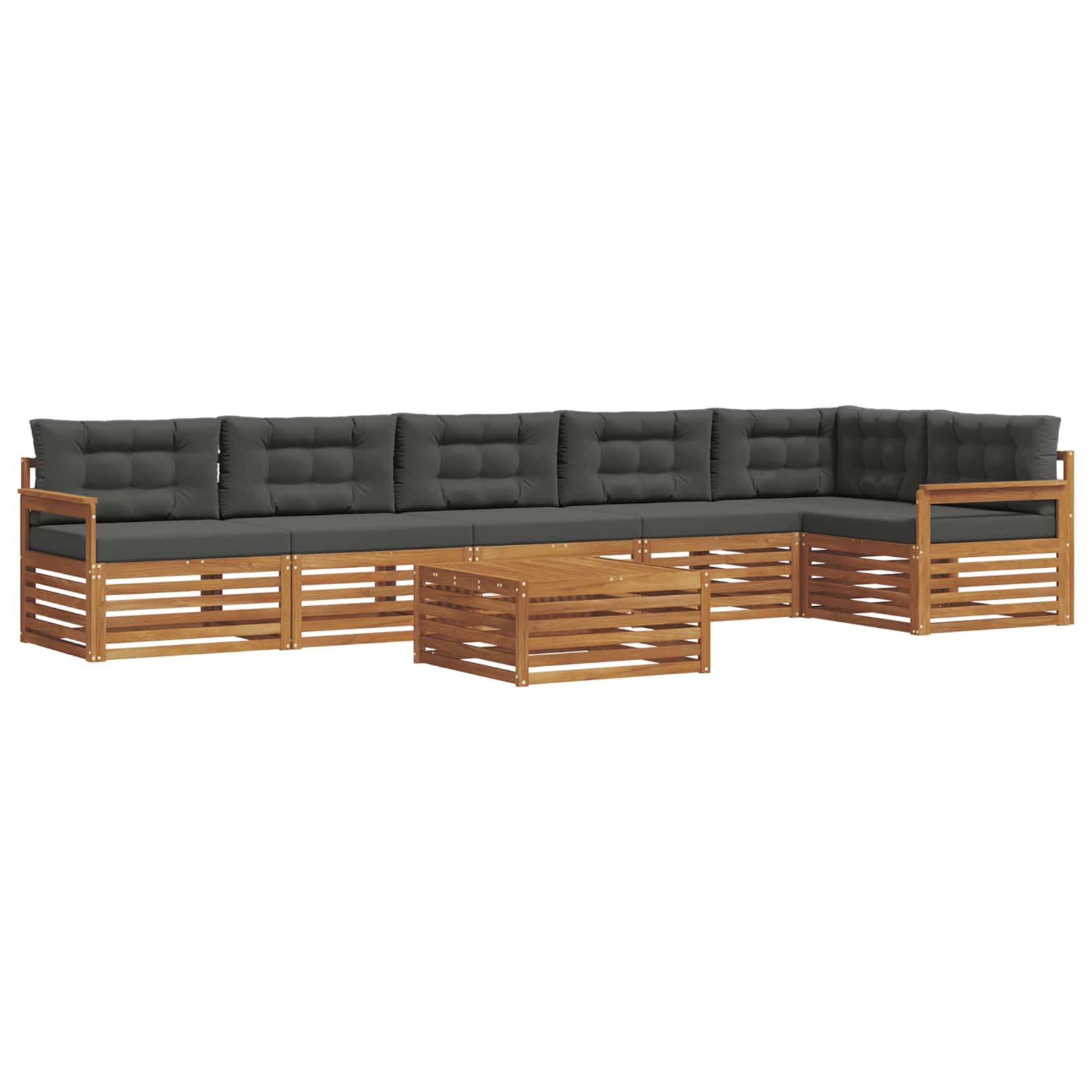 Outdoor-Sofagarnitur mit Kissen 7 pcs Natur und Anthrazit