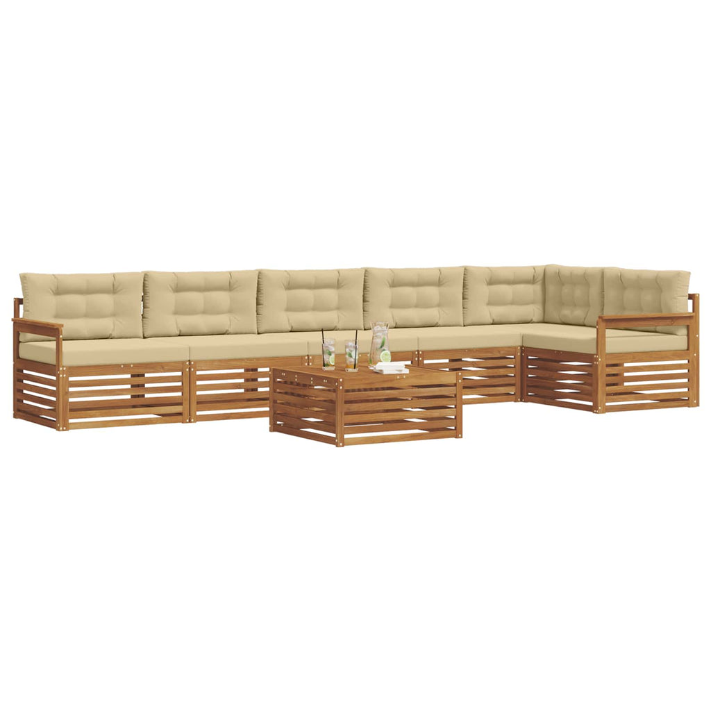 Outdoor-Sofagarnitur mit Kissen 7 pcs Natur und Beige