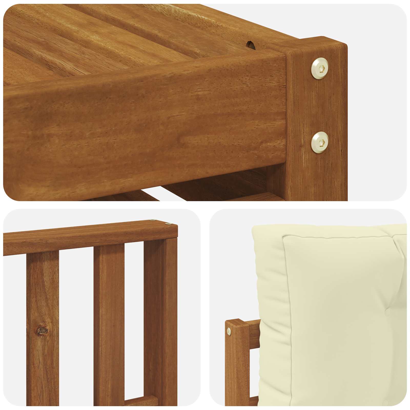 Outdoor-Sofagarnitur mit Kissen 7 pcs Natur und Creme