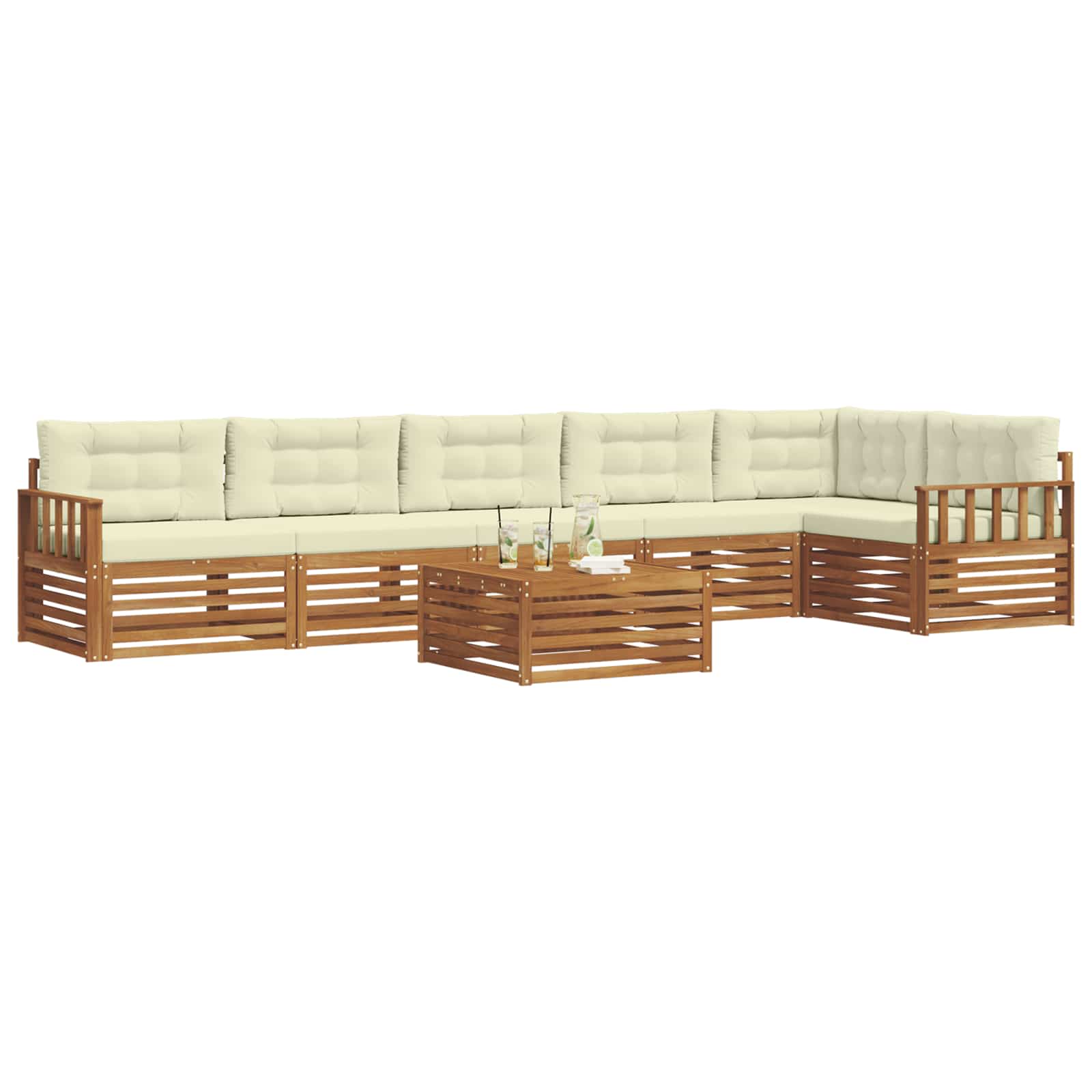 Outdoor-Sofagarnitur mit Kissen 7 pcs Natur und Creme