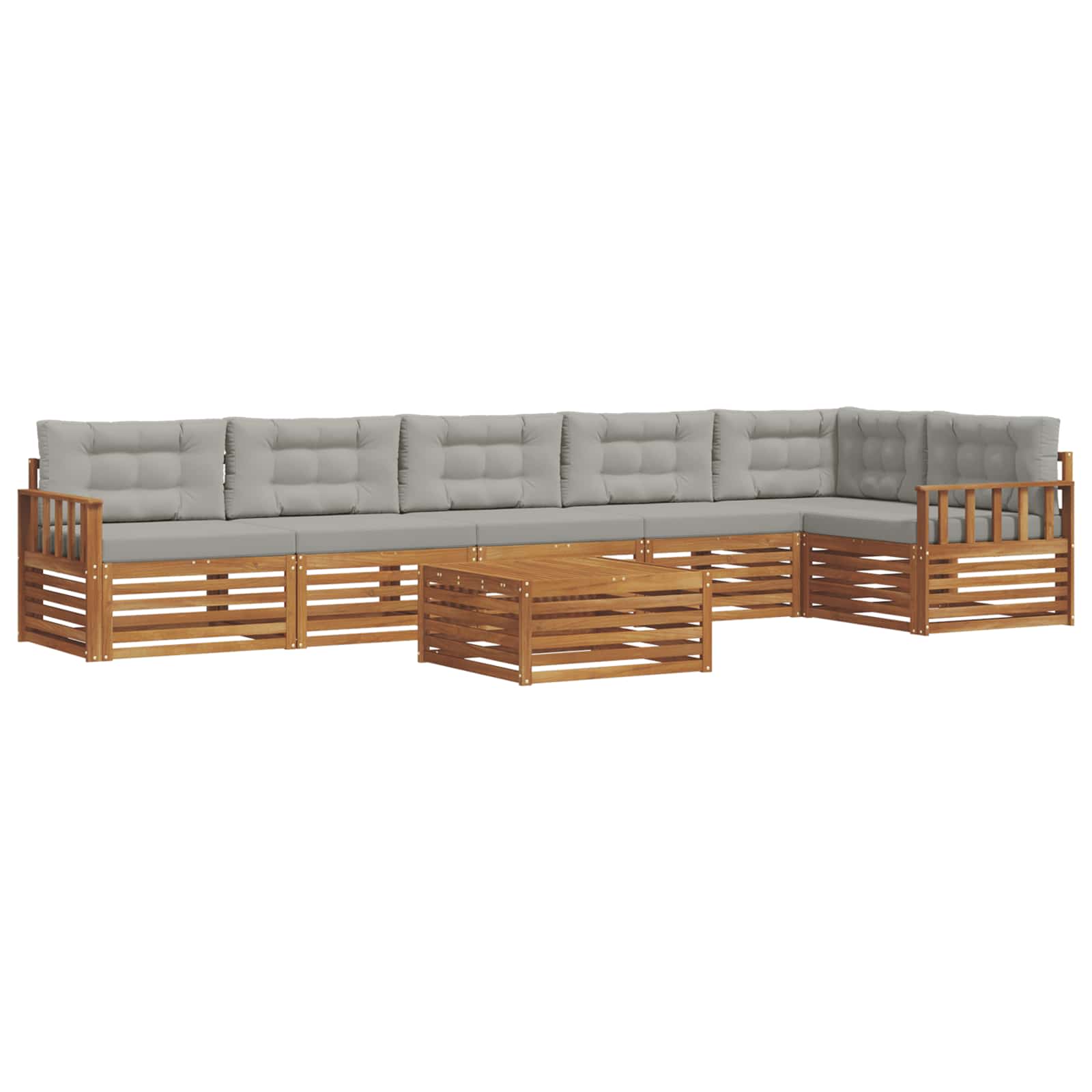 Outdoor-Sofagarnitur mit Kissen 7 pcs Natürlich und Hellgrau
