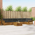 Outdoor-Sofagarnitur mit Kissen 7 pcs Natur und Anthrazit