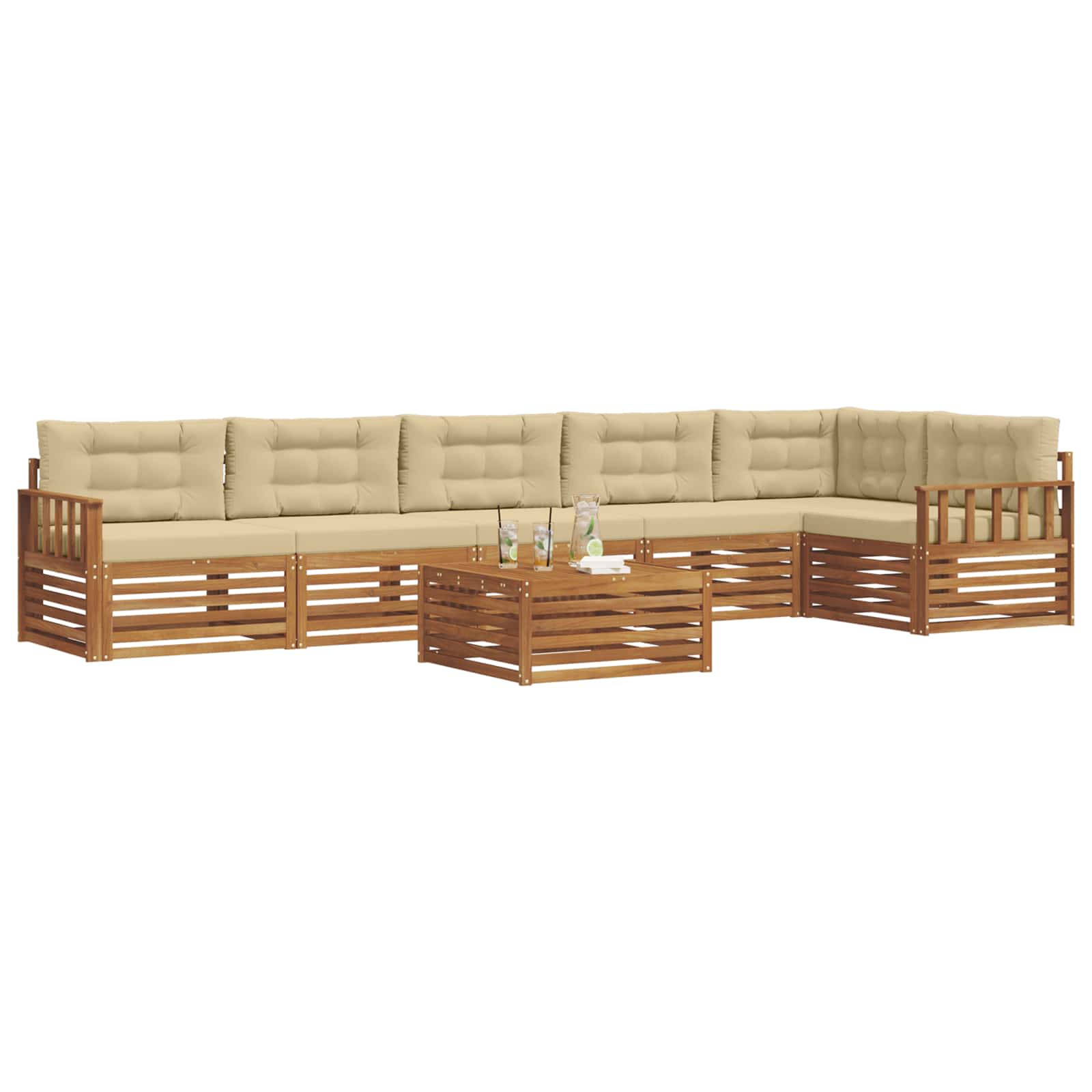 Outdoor-Sofagarnitur mit Kissen 7 pcs Natur und Beige