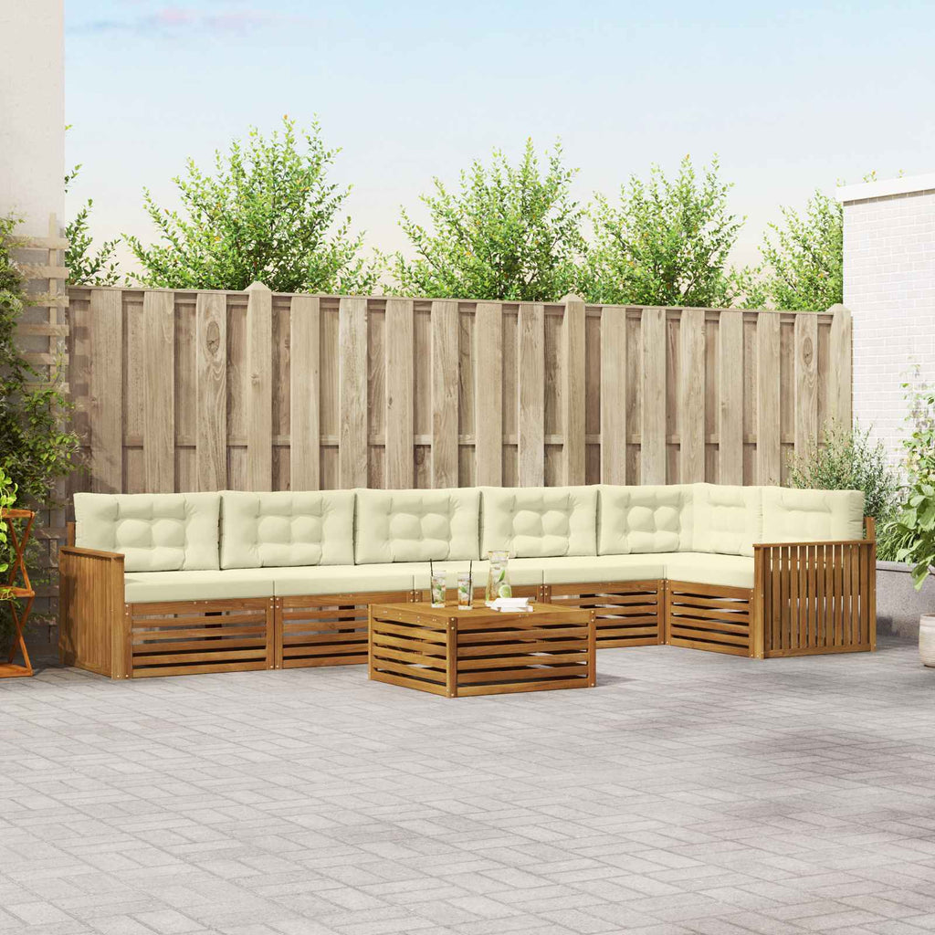 Outdoor-Sofagarnitur mit Kissen 7 pcs Natur und Creme