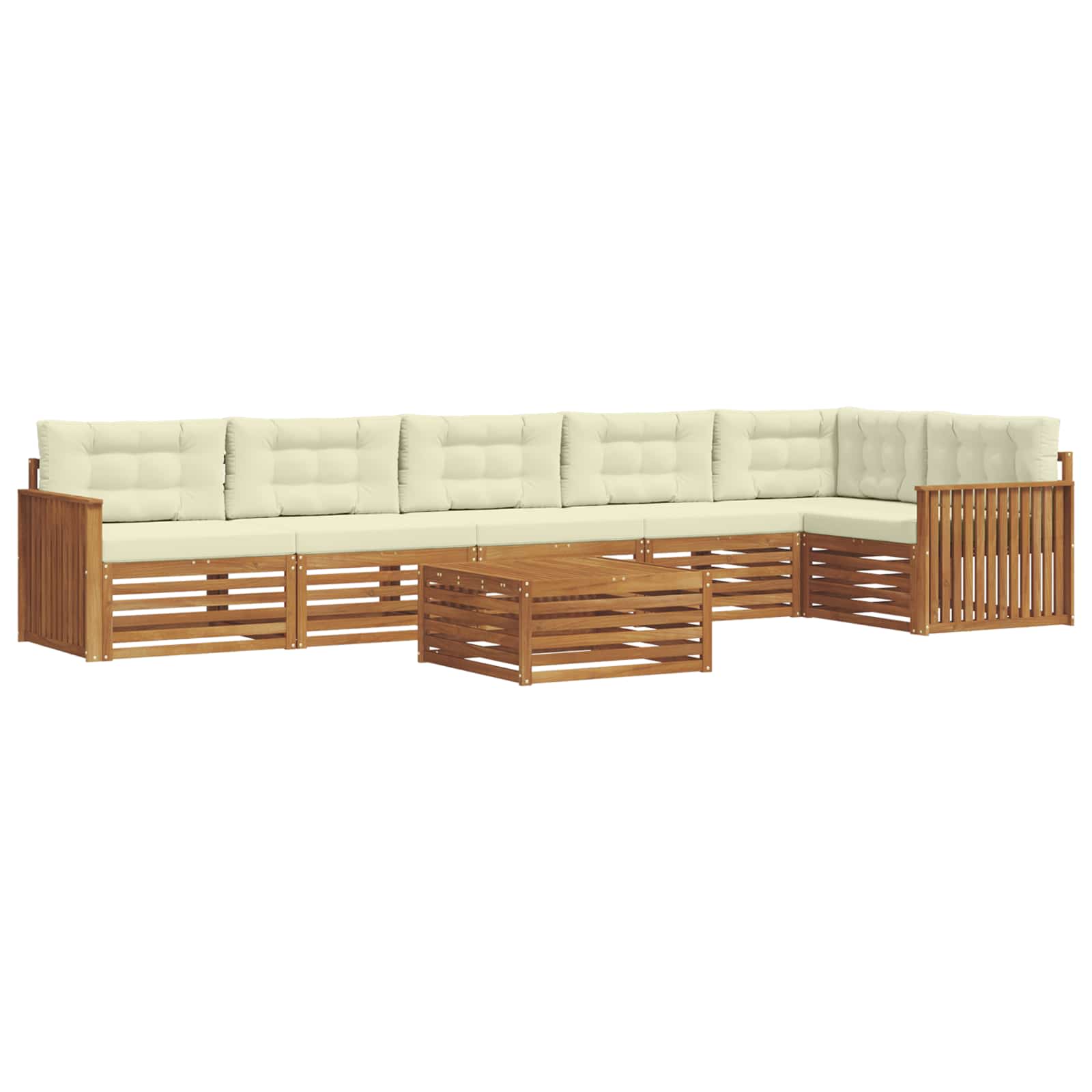 Outdoor-Sofagarnitur mit Kissen 7 pcs Natur und Creme
