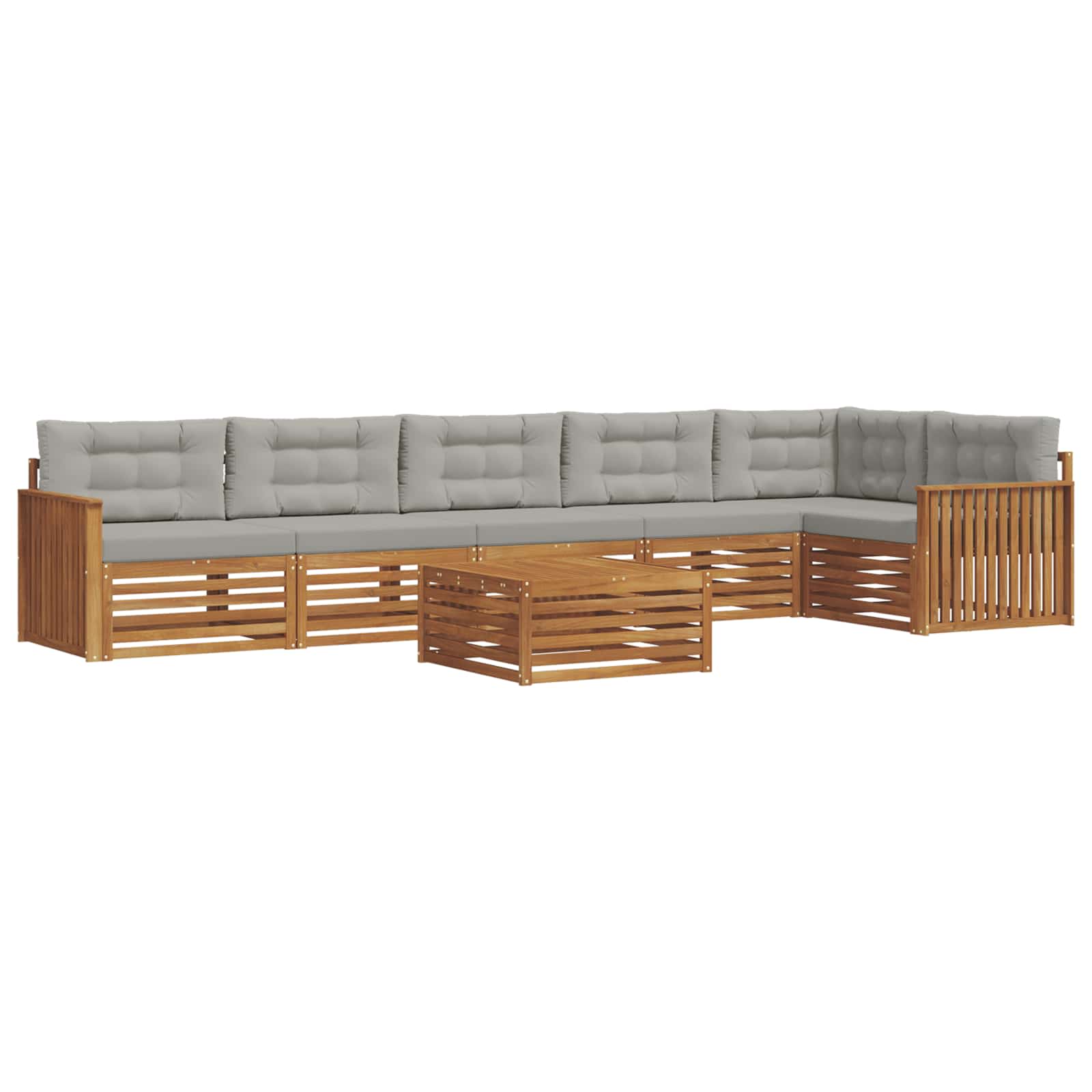 Outdoor-Sofagarnitur mit Kissen 7 pcs Natürlich und Hellgrau