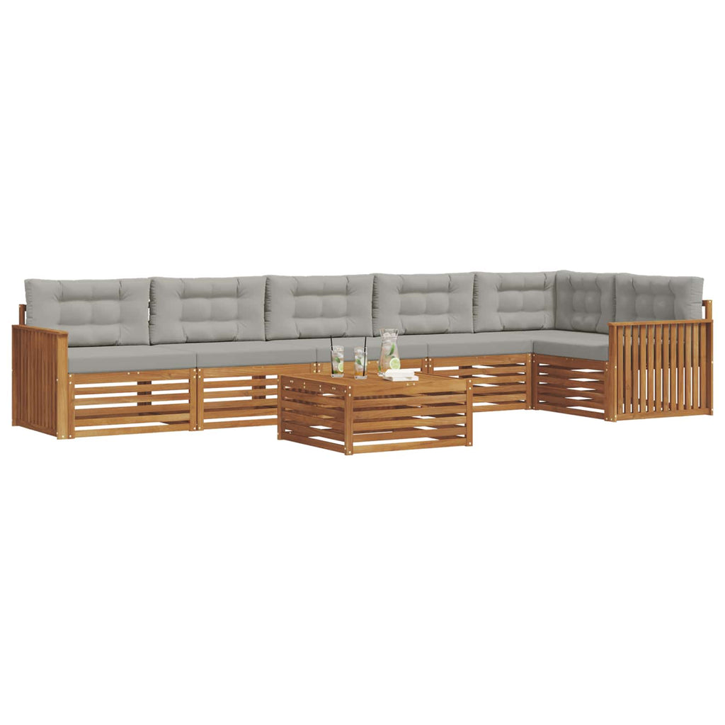 Outdoor-Sofagarnitur mit Kissen 7 pcs Natürlich und Hellgrau