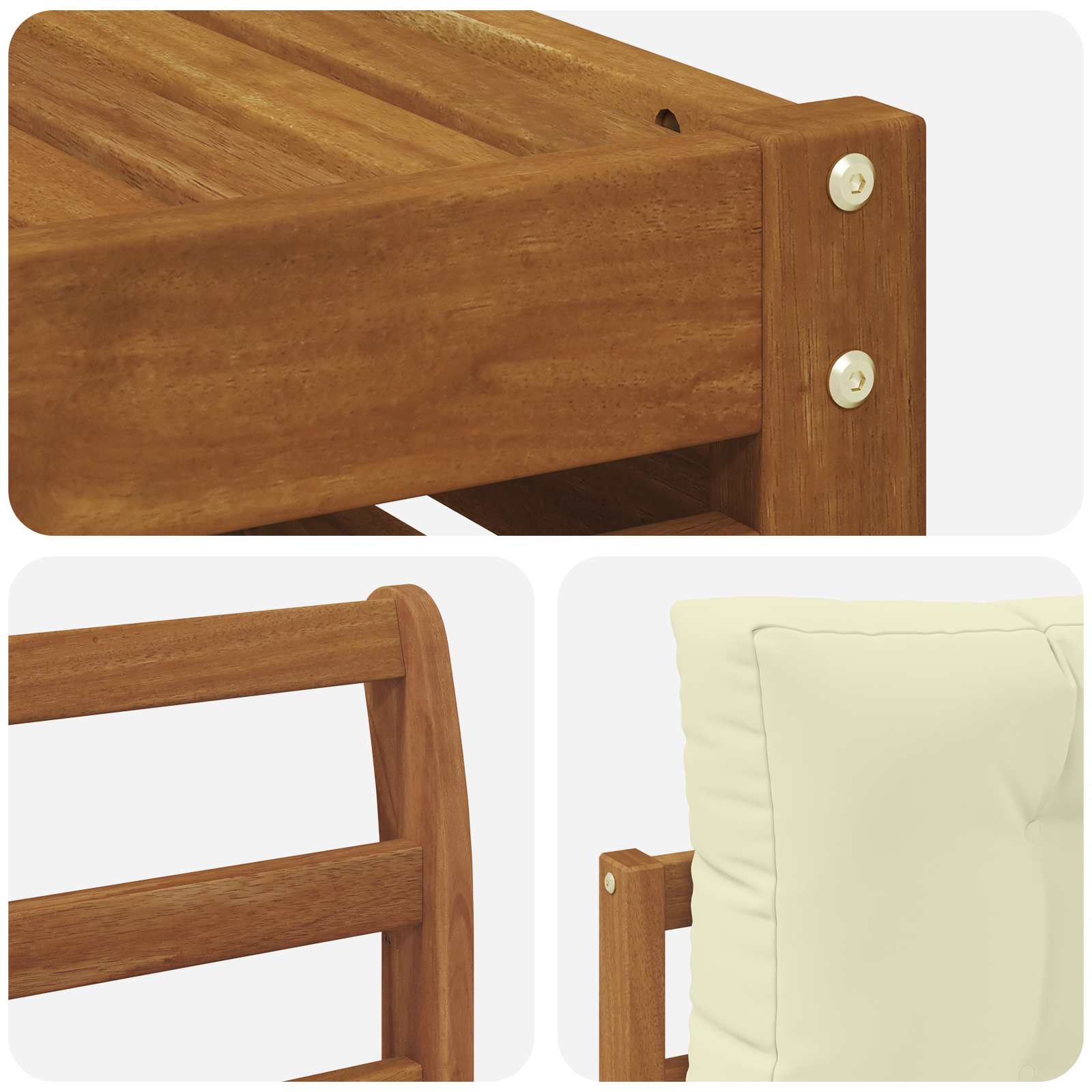 Outdoor-Sofagarnitur mit Kissen 7 pcs Natur und Creme