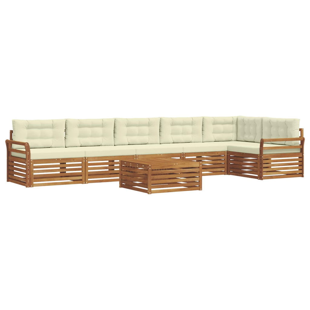 Outdoor-Sofagarnitur mit Kissen 7 pcs Natur und Creme