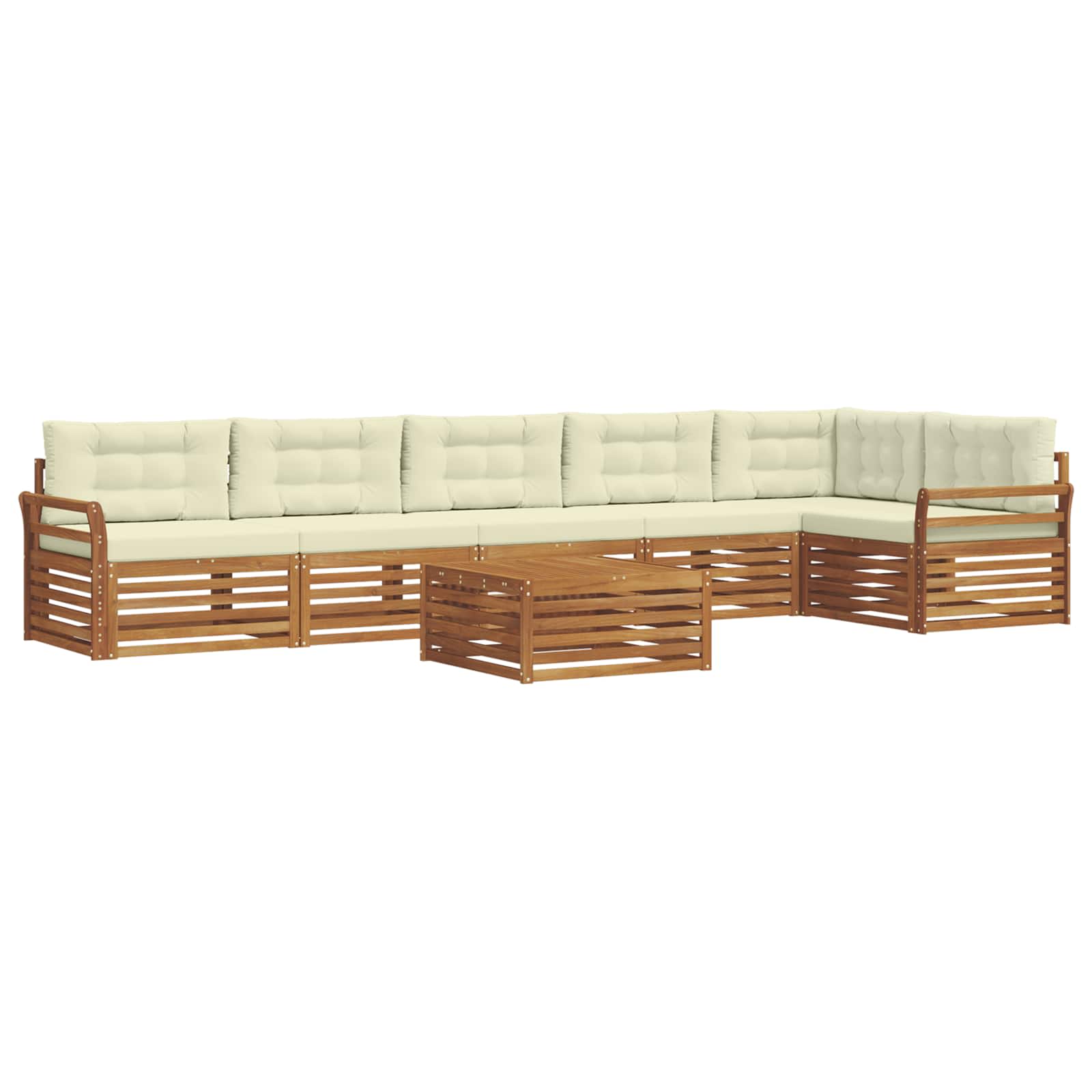Outdoor-Sofagarnitur mit Kissen 7 pcs Natur und Creme