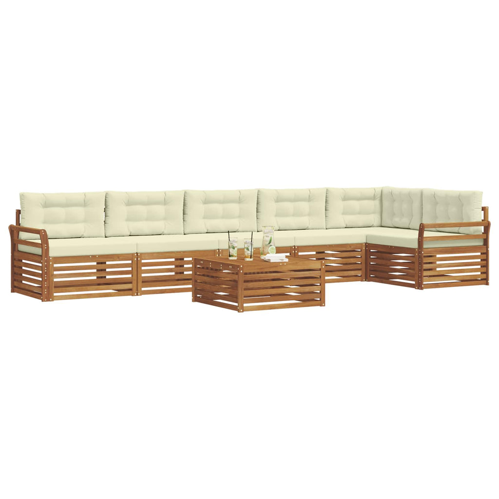 Outdoor-Sofagarnitur mit Kissen 7 pcs Natur und Creme