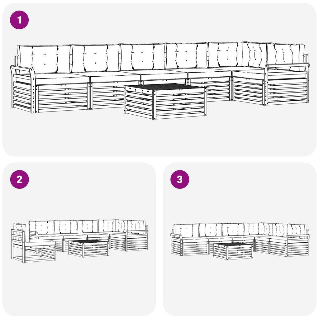 Outdoor-Sofagarnitur mit Kissen 7 pcs Natur und Creme