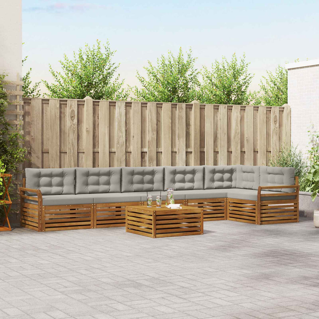 Outdoor-Sofagarnitur mit Kissen 7 pcs Natürlich und Hellgrau