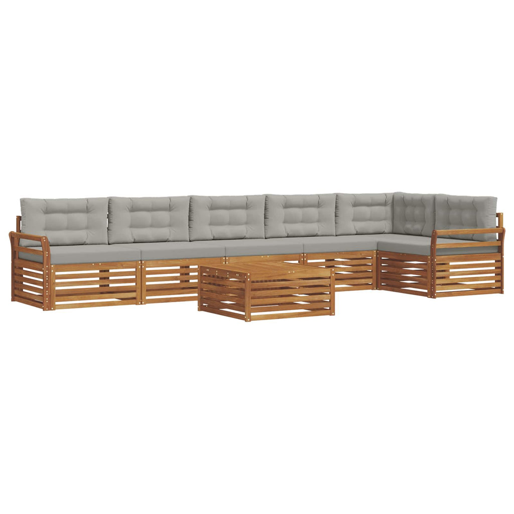 Outdoor-Sofagarnitur mit Kissen 7 pcs Natürlich und Hellgrau