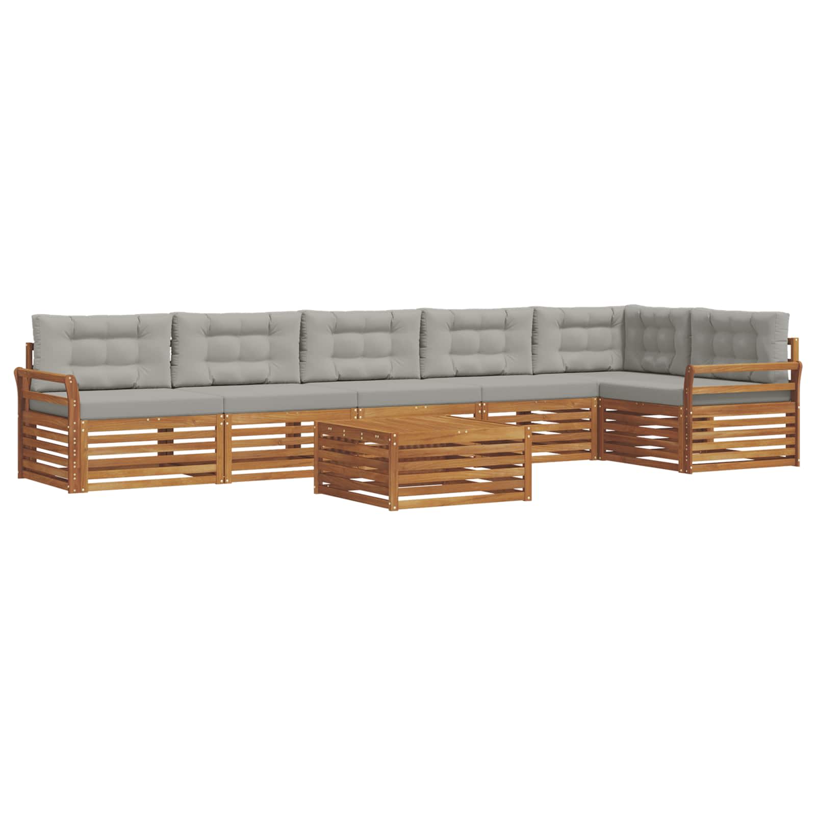 Outdoor-Sofagarnitur mit Kissen 7 pcs Natürlich und Hellgrau
