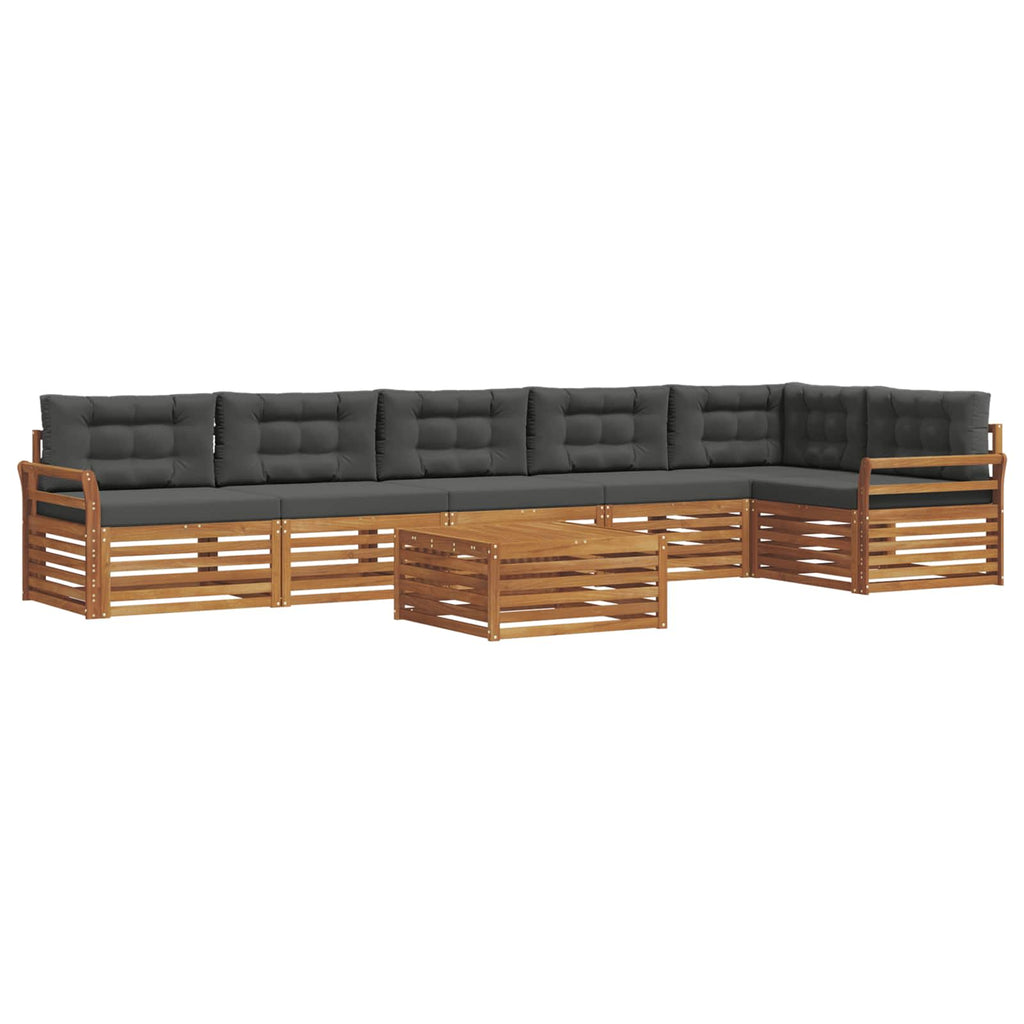 Outdoor-Sofagarnitur mit Kissen 7 pcs Natur und Anthrazit