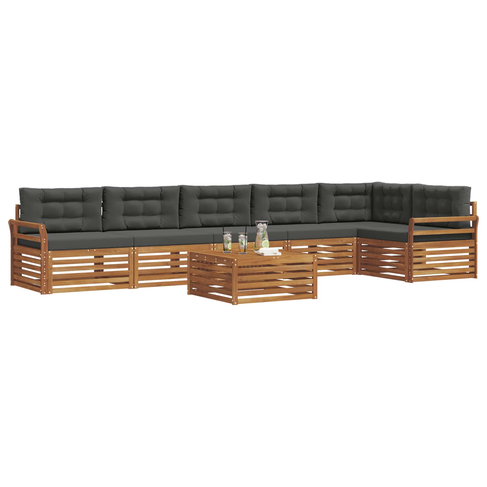 Outdoor-Sofagarnitur mit Kissen 7 pcs Natur und Anthrazit