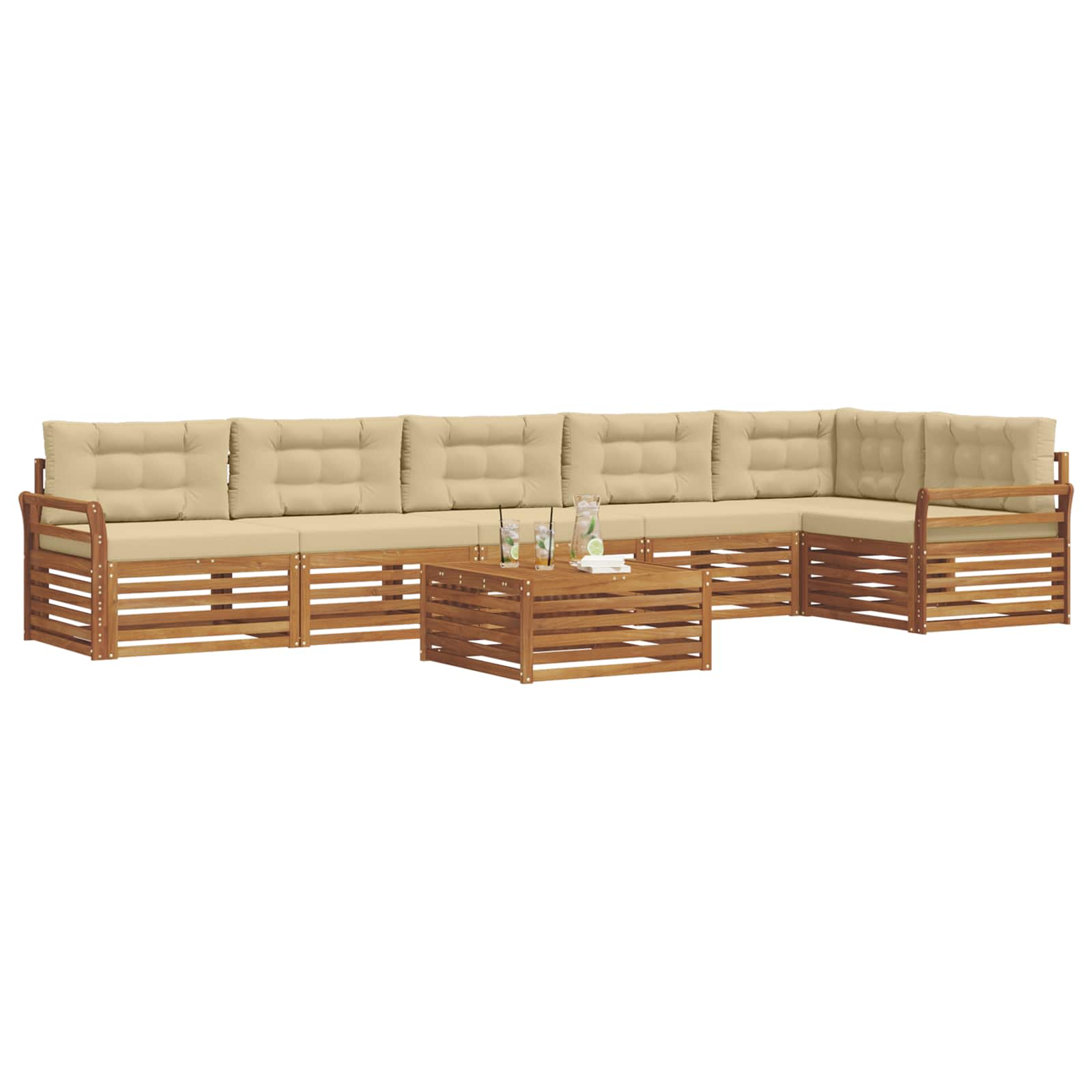Outdoor-Sofagarnitur mit Kissen 7 pcs Natur und Beige