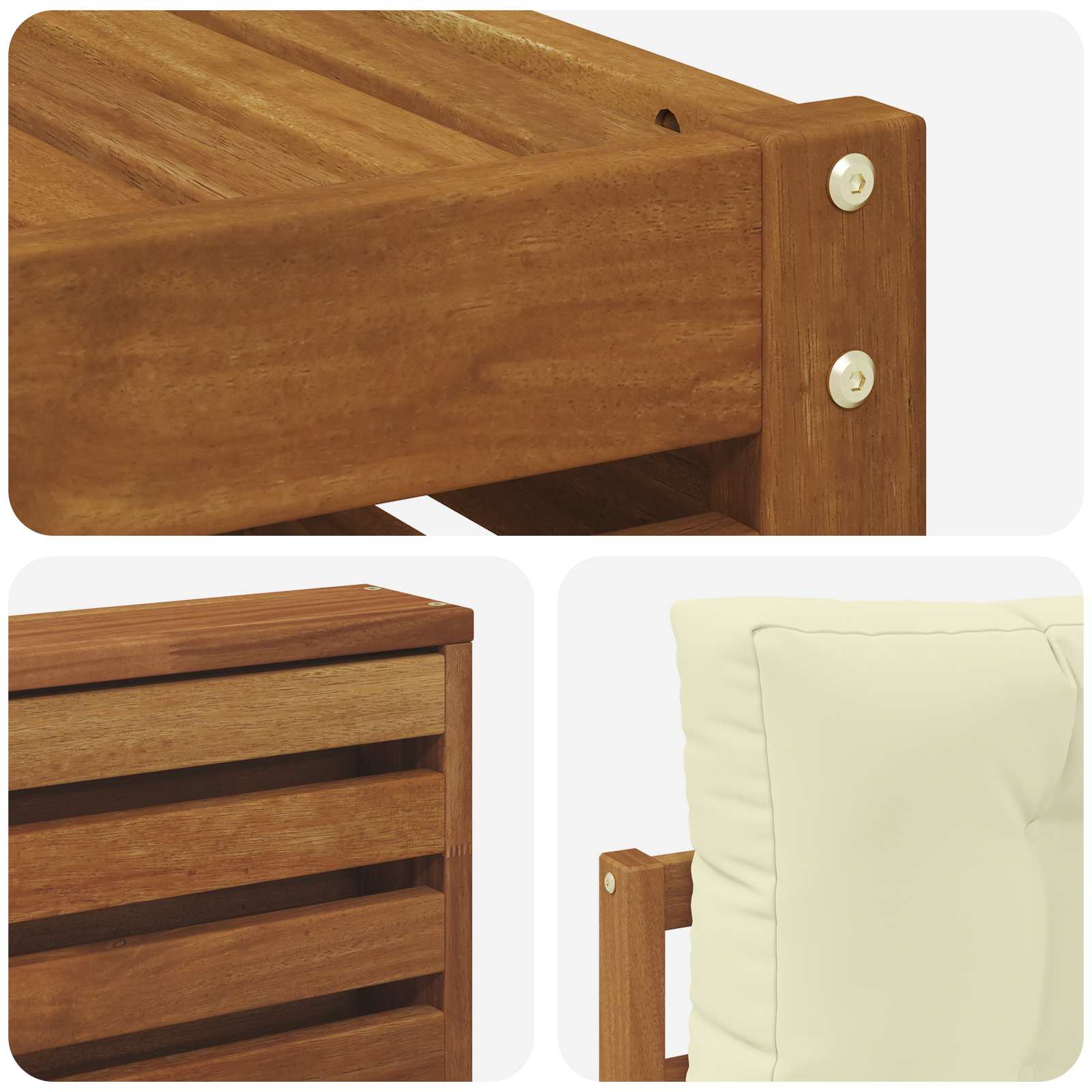 Outdoor-Sofagarnitur mit Kissen 7 pcs Natur und Creme