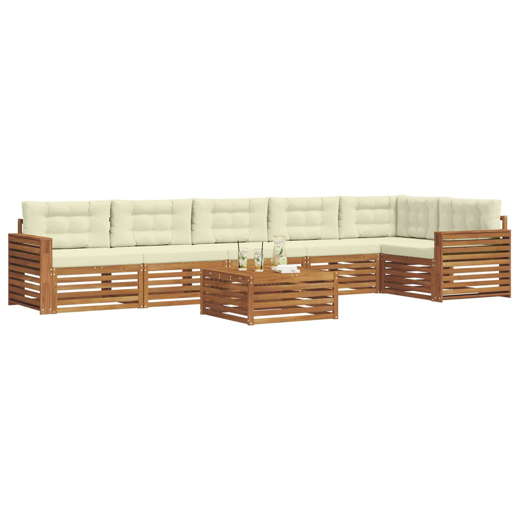 Outdoor-Sofagarnitur mit Kissen 7 pcs Natur und Creme