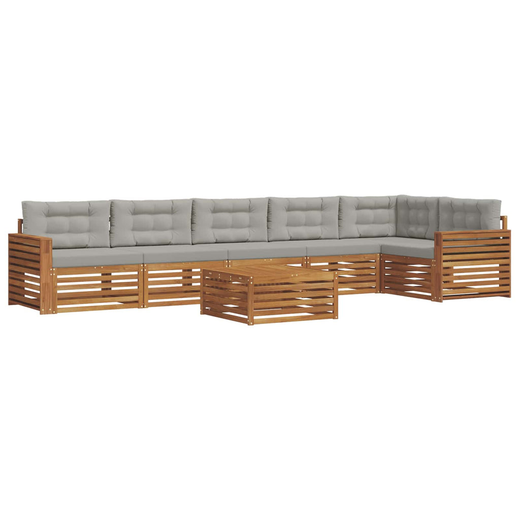 Outdoor-Sofagarnitur mit Kissen 7 pcs Natürlich und Hellgrau