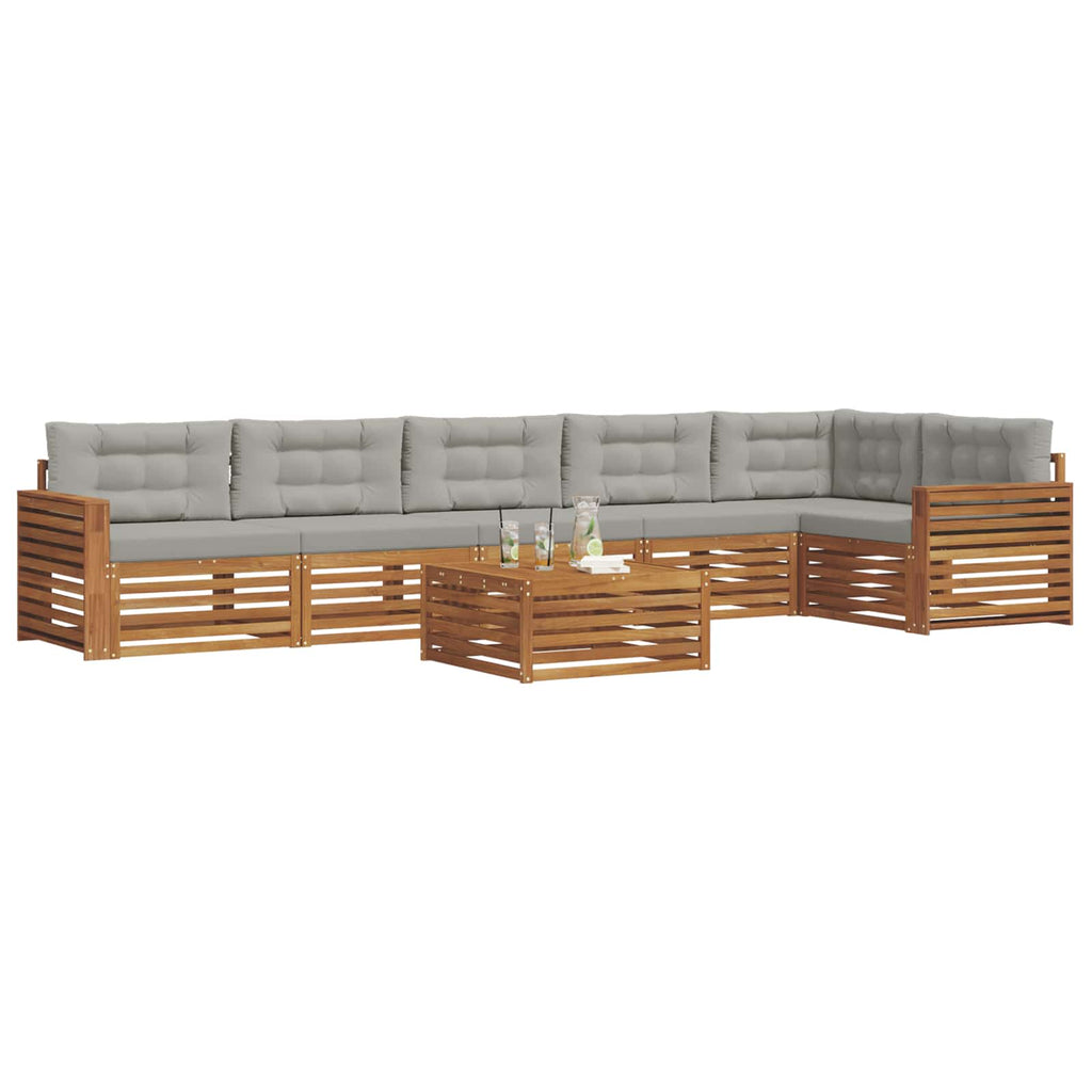 Outdoor-Sofagarnitur mit Kissen 7 pcs Natürlich und Hellgrau
