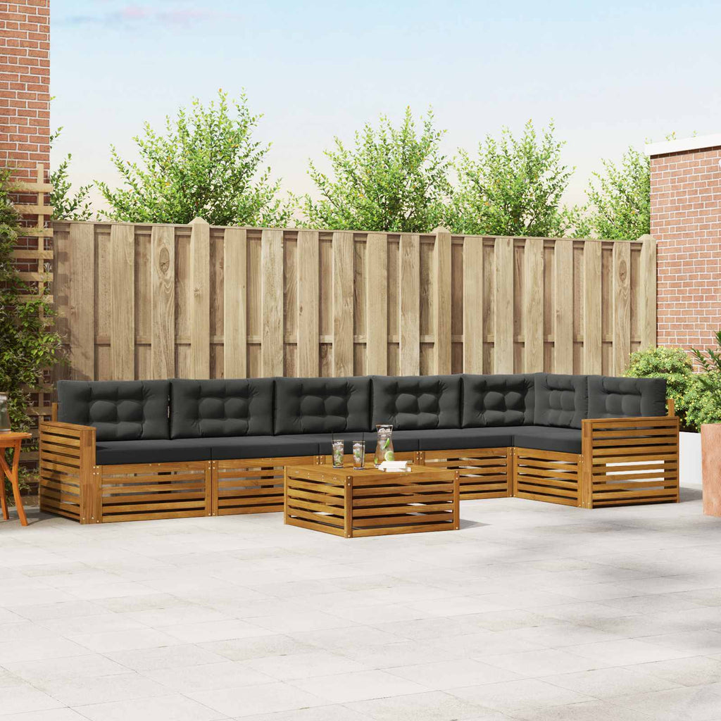 Outdoor-Sofagarnitur mit Kissen 7 pcs Natur und Anthrazit